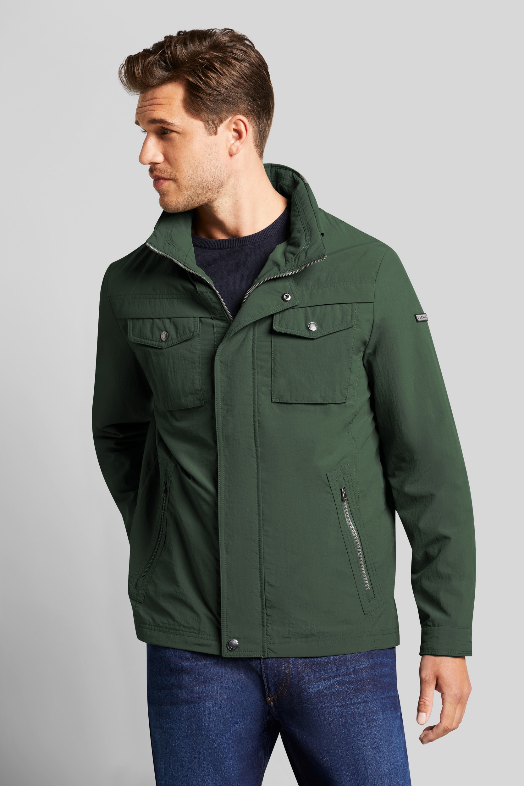 Outdoorjacke, mit Kapuze, mit einrollbarer Kapuze