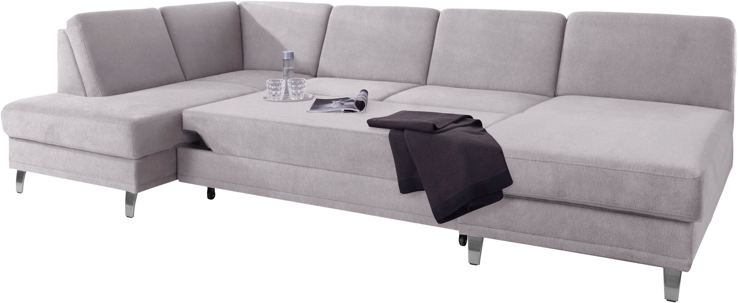 sit&more Wohnlandschaft »Clio U-Form«, wahlweise mit Bettfunktion und Bettkasten, inklusive Federkern