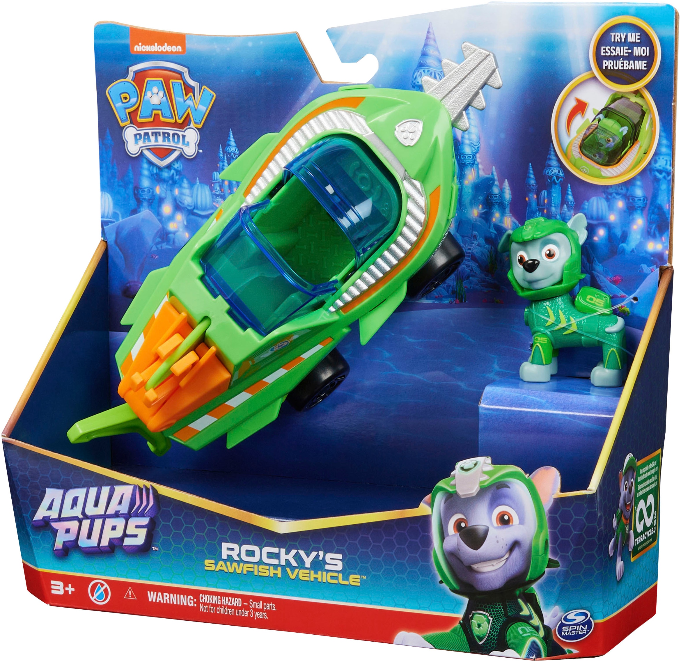 Spin Master Spielzeug-Auto »Paw Patrol - Aqua Pups - Basic Themed Vehicles Solid Rocky«, mit Funktionen