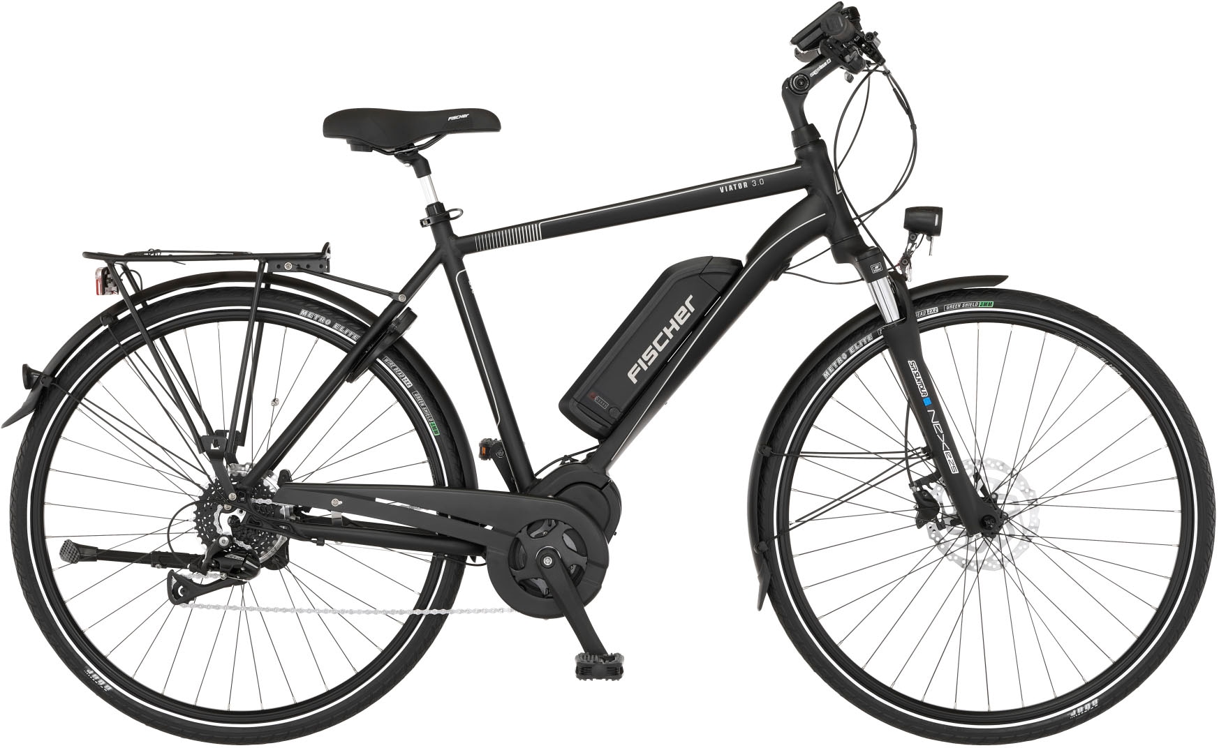 FISCHER Fahrrad E-Bike »VIATOR 3.0 Herren 55«, 8 Gang, Shimano, Acera, Mittelmotor 250 W, (mit Faltschloss), Pedelec, Elektrofahrrad für Damen u. Herren, Trekkingrad