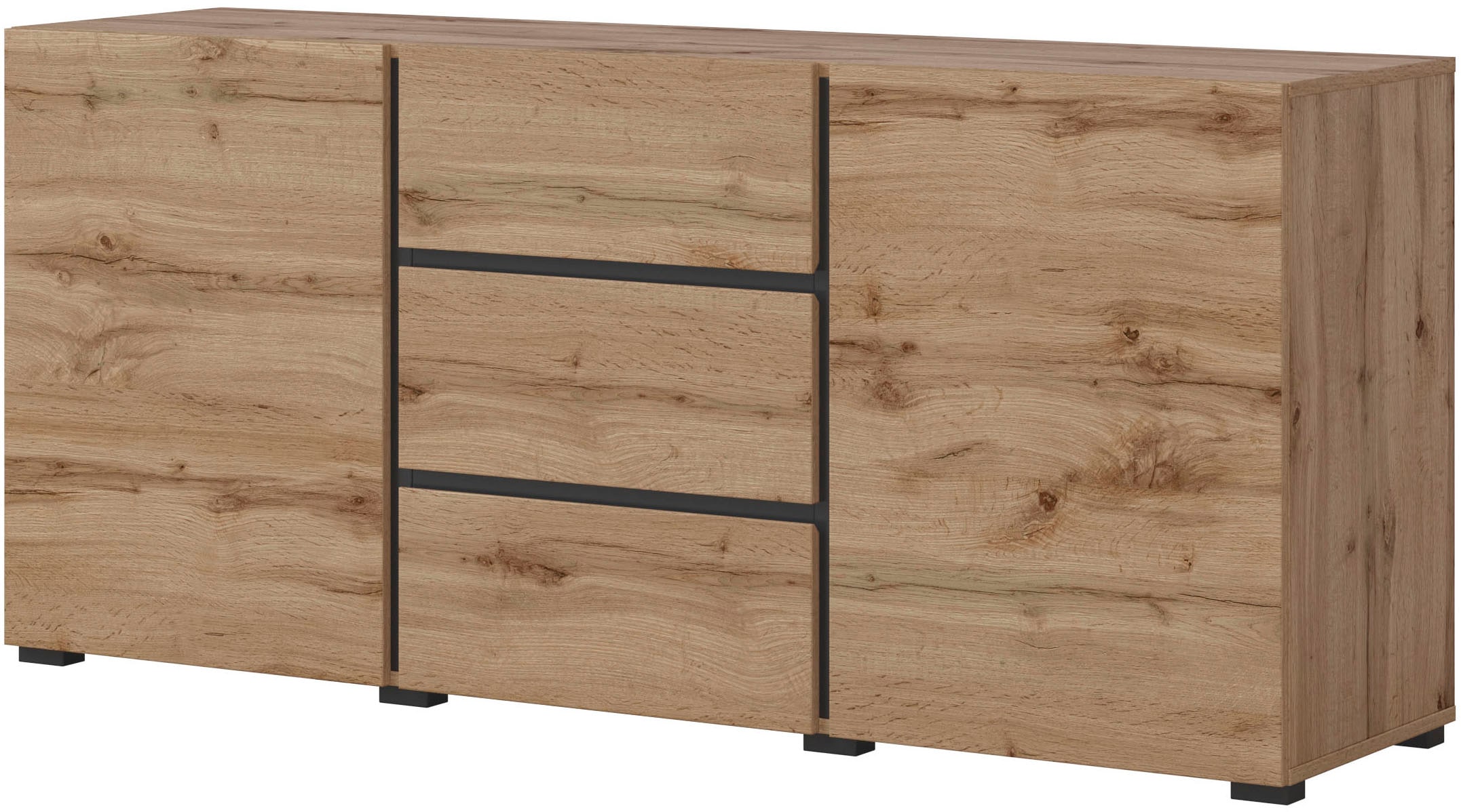 INOSIGN Sideboard »Cross, Breite 150 cm, moderne grifflose Kommode, 2Türen/3 Schubkästen« Schubladenkommode mit viel Stauraum, Einlegeböden verstellbar
