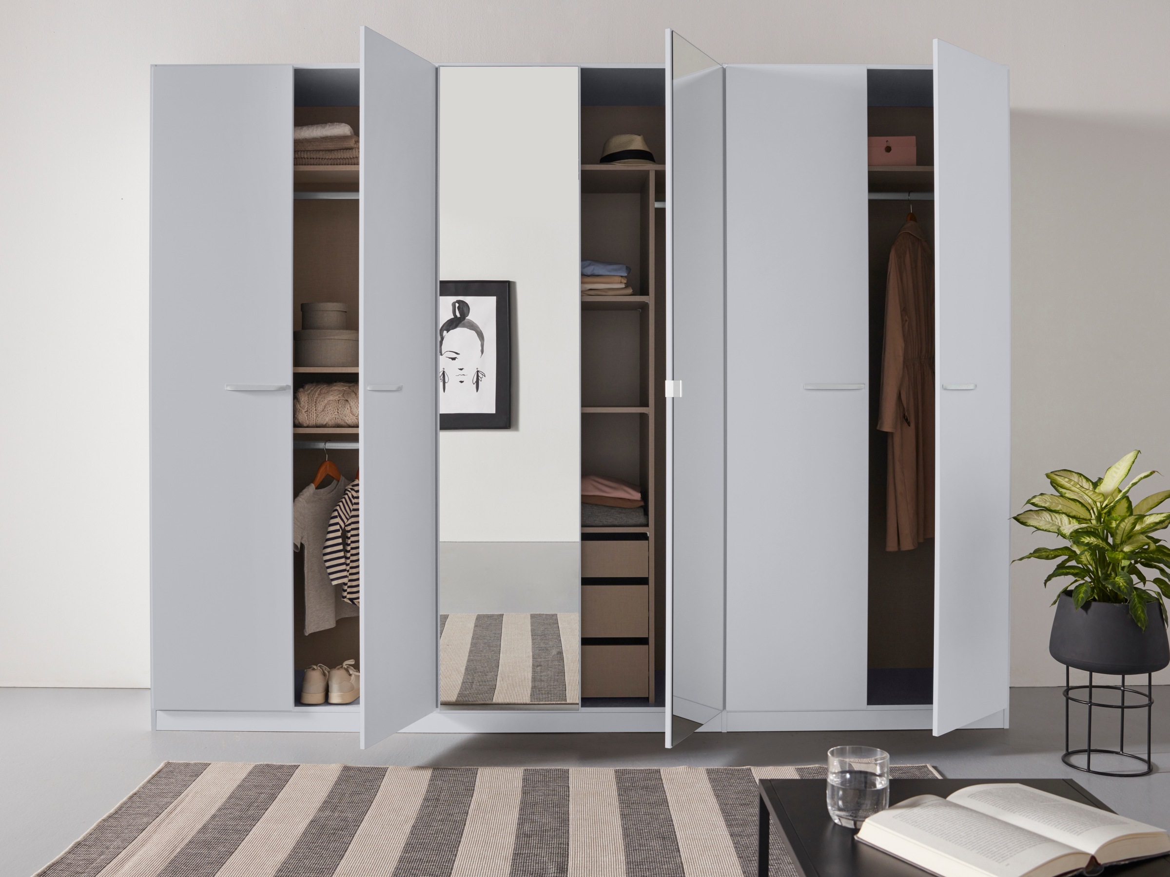 rauch Drehtürenschrank »Kleiderschrank Schrank Garderobe TOPSELLER OTELI inkl. Inneneinteilung«, mit 3 Innenschubladen extra Böden optional mit Spiegel MADE IN GERMANY