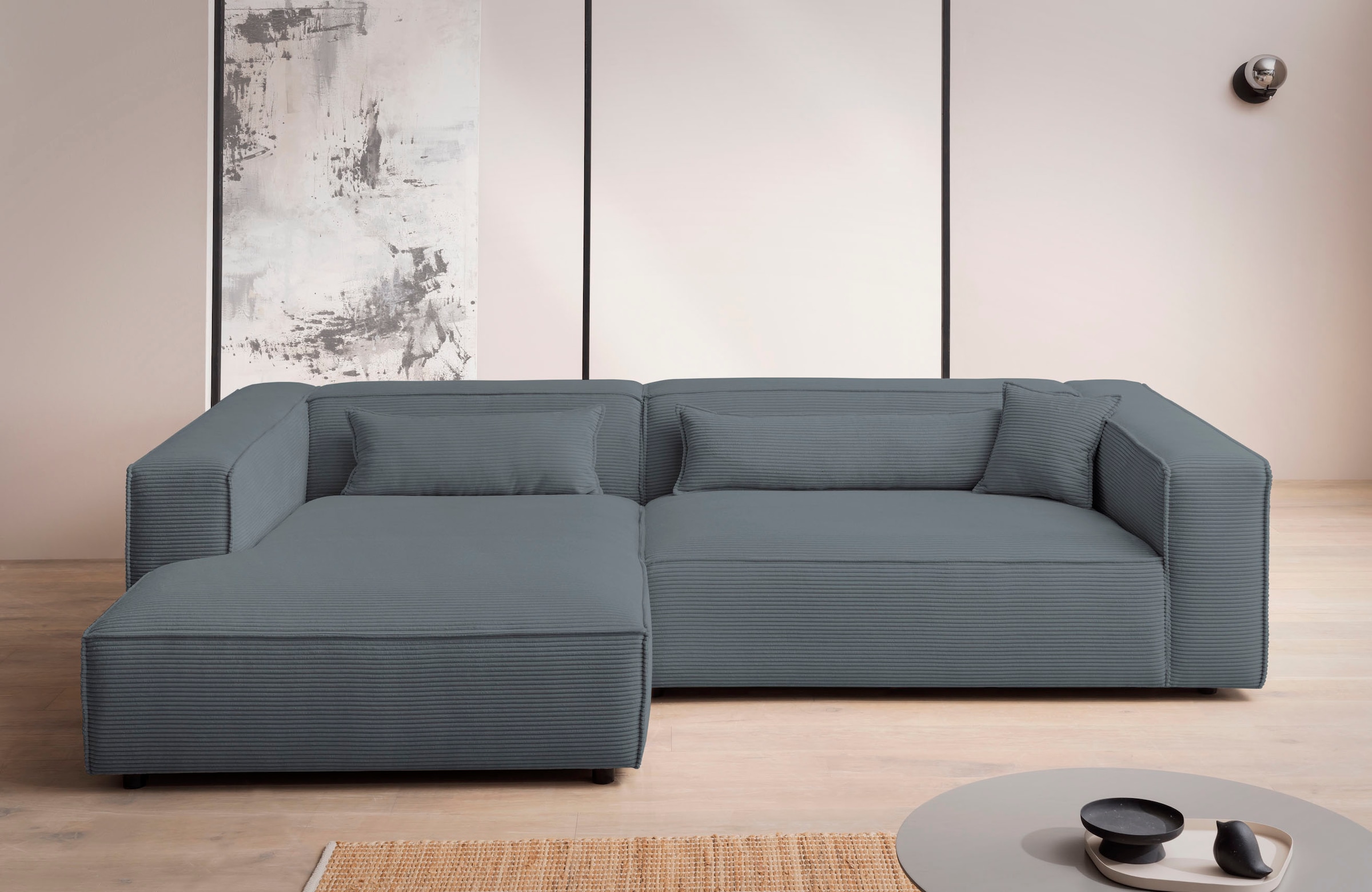 LeGer Home by Lena Gercke Ecksofa »PIARA XXL Cord, Big-Sofa, L-Form« wahlweise Ottomane rechts/links, Kedernaht, extra tiefe Sitzfläche