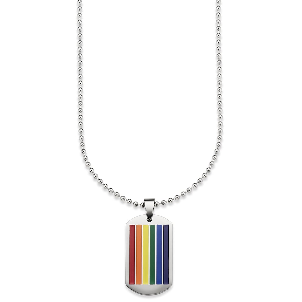 Bruno Banani Kette mit Anhänger »Schmuck Geschenk, Halskette Regenbogen Dog Tag, Kugelkette«