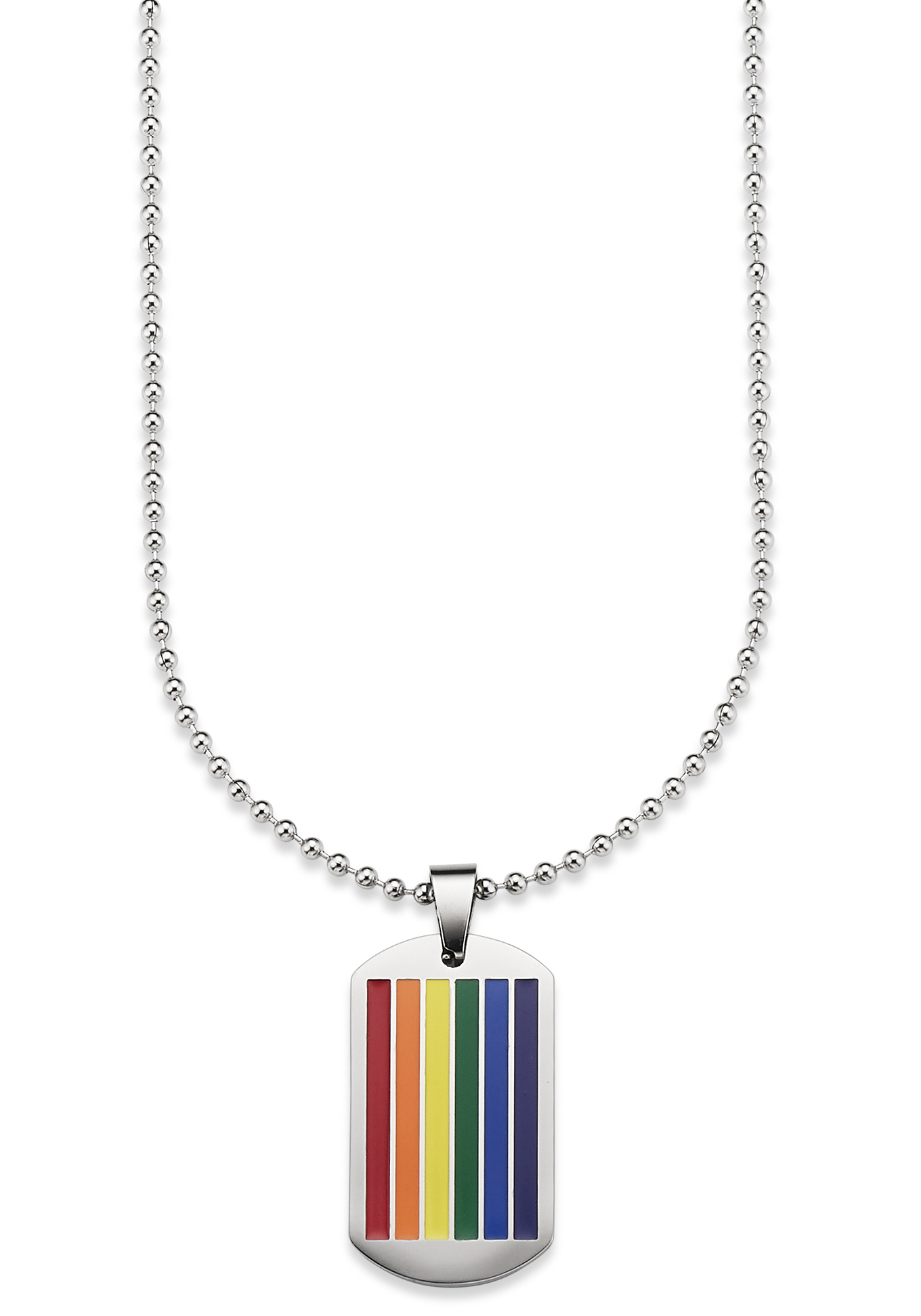 Kette mit Anhänger »Schmuck Geschenk, Halskette Regenbogen Dog Tag Kugelkette Silber«,...