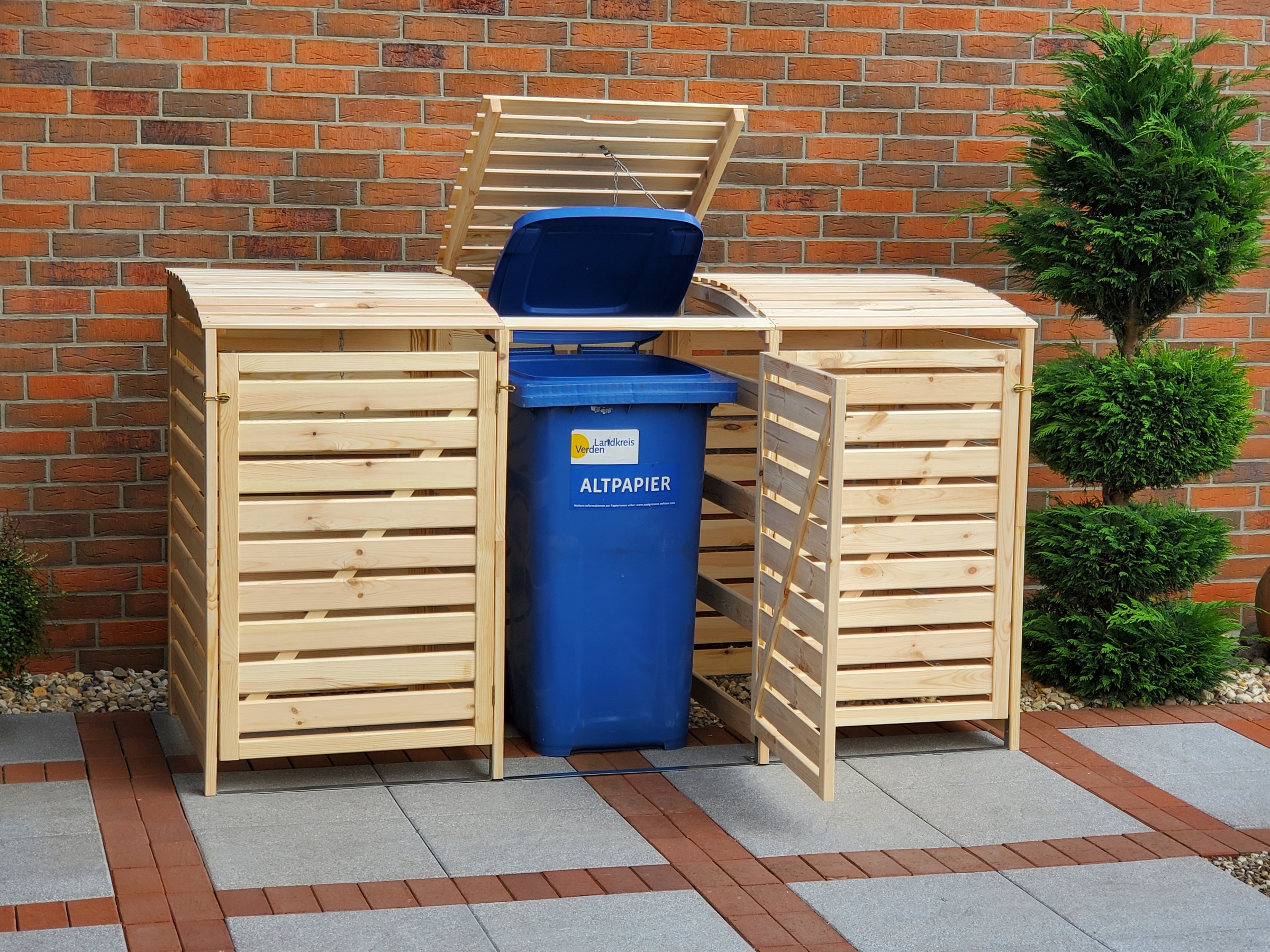 promadino Mülltonnenbox »Vario III« für 3 Tonnen, robust aus zertifiziertem Kiefernholz