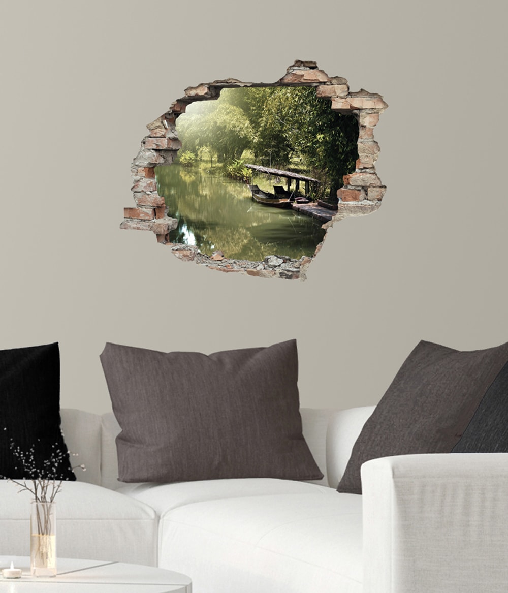 queence Wandtattoo »Fluss«, (1 St.), Wandsticker, Wandbild, selbstklebend, 3D, Wanddurchbruch