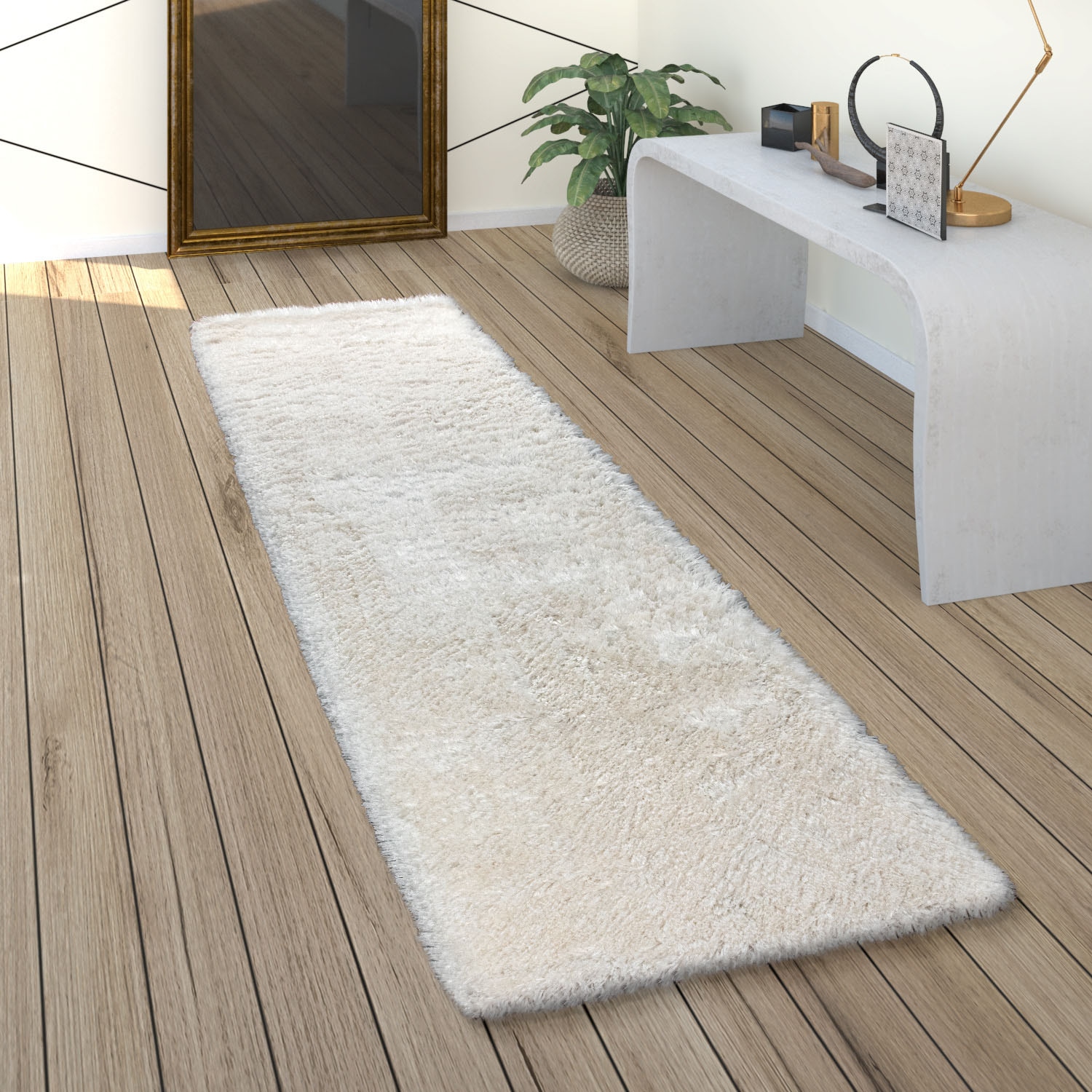 Paco Home Hochflor-Läufer »Akumal 930«, rechteckig, 60 mm Höhe, Teppich-Läufer, Shaggy, besonders weich durch Softgarn, Uni-Farben