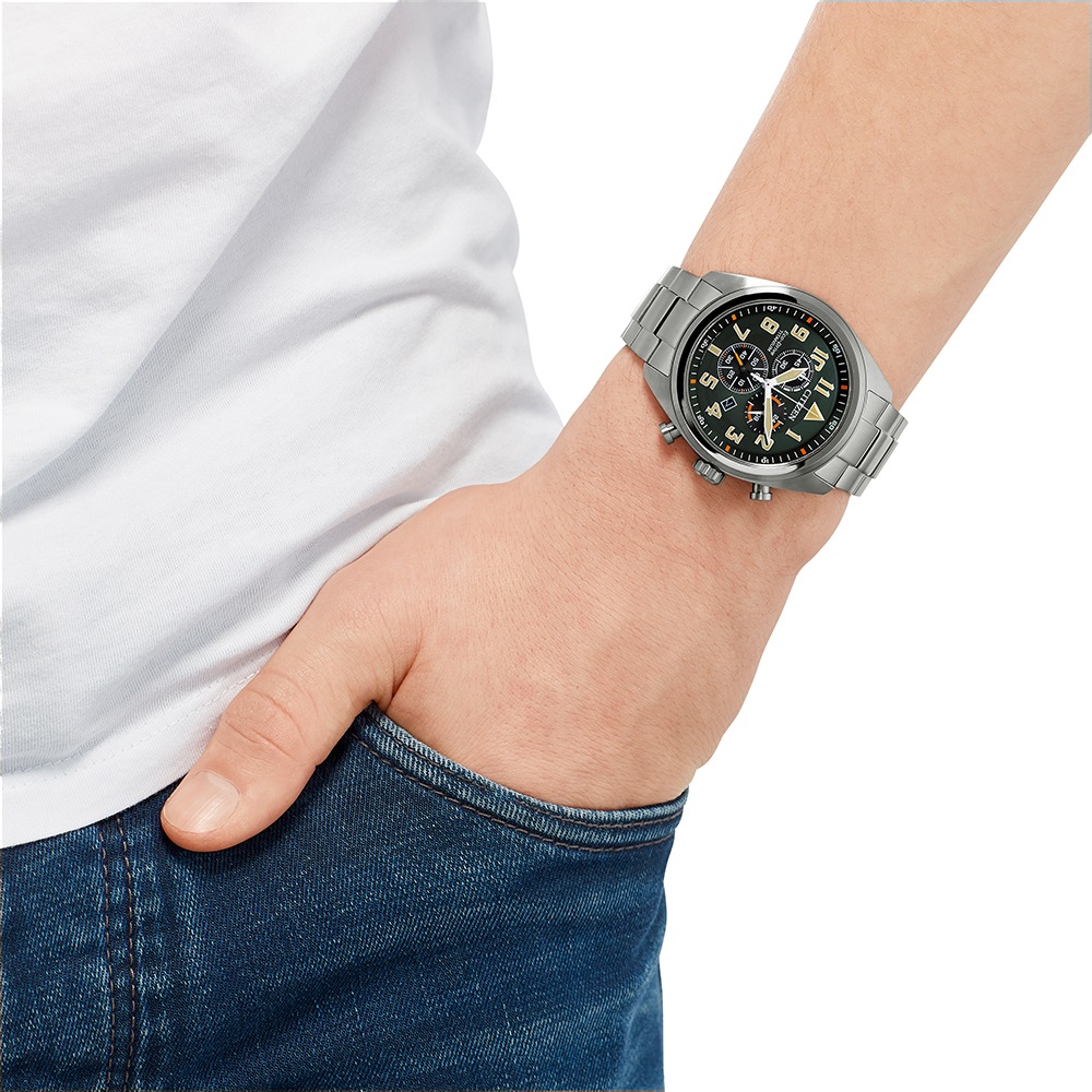 Citizen Chronograph, Armbanduhr, Herrenuhr, Solar, Stoppfunktion, Titan, Saphirglas