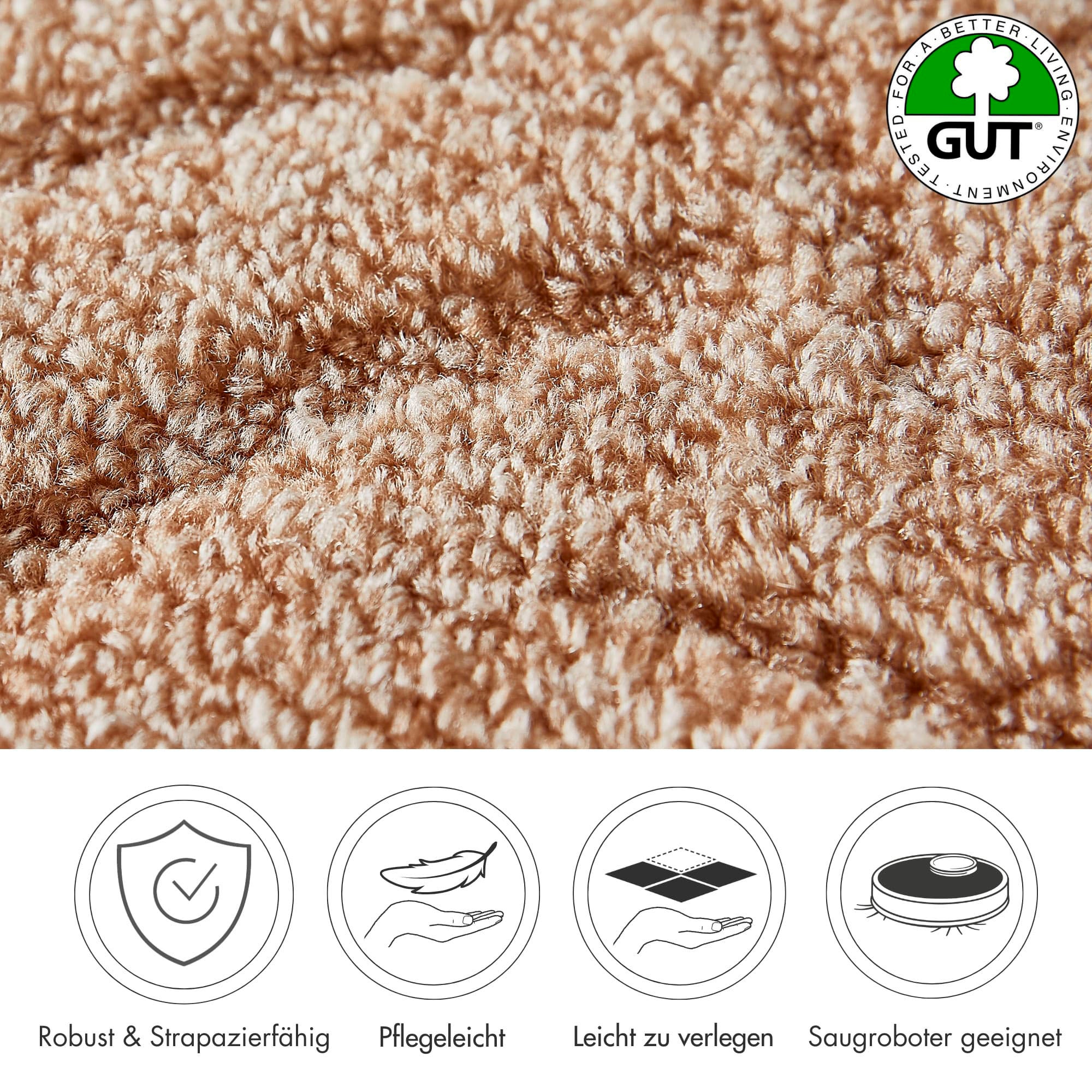 Andiamo Teppichboden »Amberg, Strukturschlinge, Made in Belgium«, rechteckig, 9 mm Höhe, Breite 200, 300, 400 oder 500 cm, Hoch-Tief Effekt, strapazierfähig