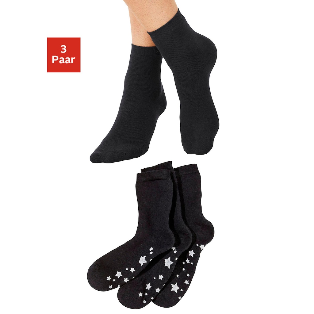 Lavana ABS-Socken, (3 Paar), mit Antirutschsohle im Sterndesign