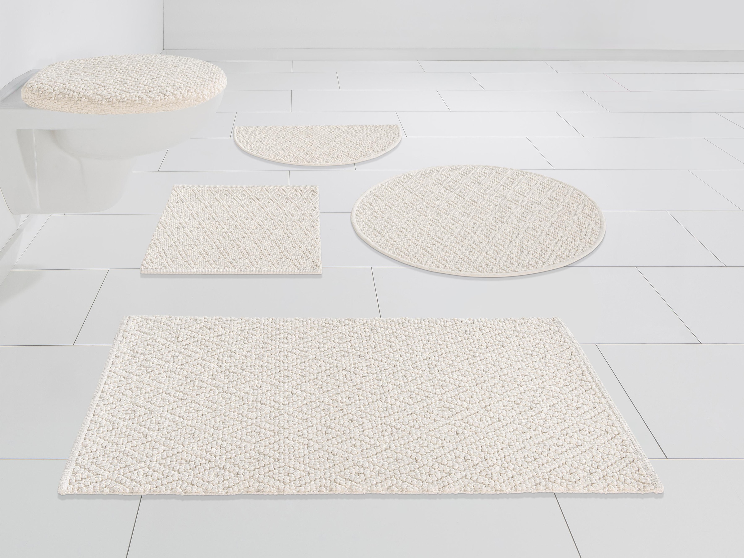my home Badematte »Numan, Badvorleger, Badezimmer Teppich«, strapazierfähig-fußbodenheizungsgeeignet, Rauten-Muster, Badteppich, auch als 3 teiliges Set erhältlich