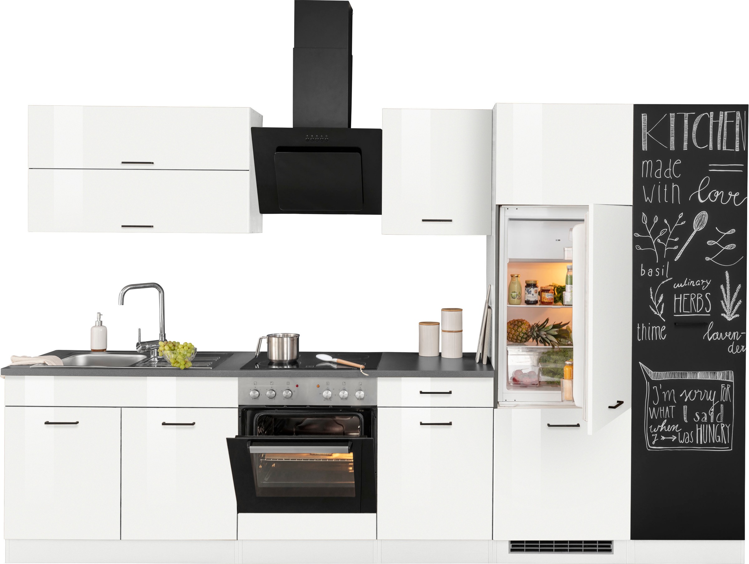 HELD MÖBEL Küchenzeile auf mit 320 cm bestellen E-Geräten, Raten Breite »Trier«