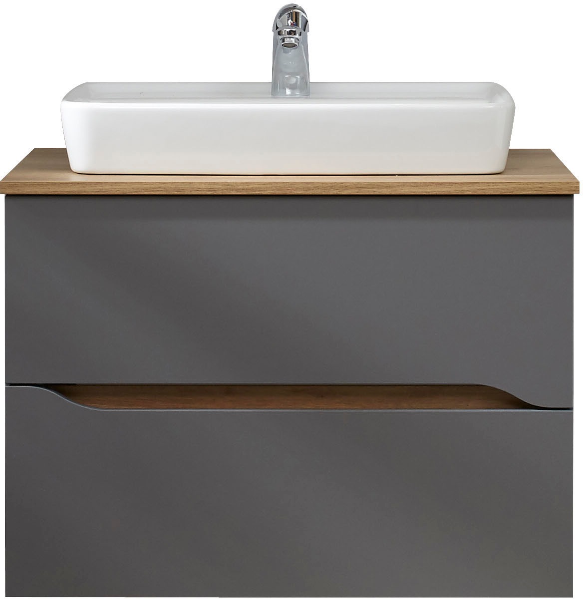 Saphir Badmöbel-Set »Quickset 2-teilig, Keramik-Aufsatzbecken mit LED-Spiegel« 5 Stk. tlg.