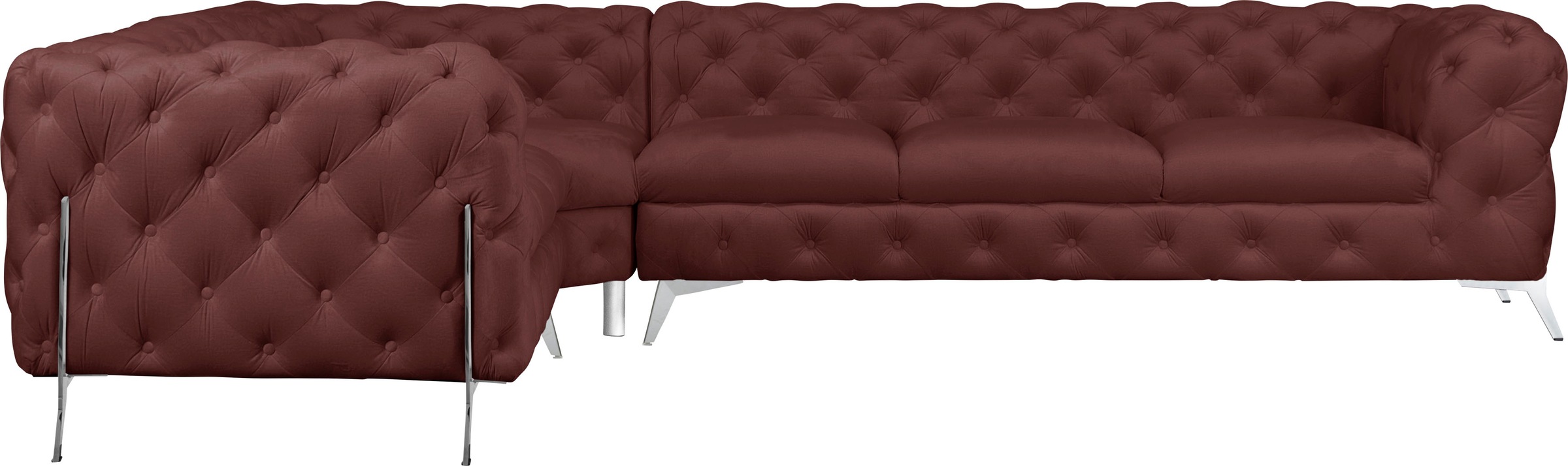 Leonique Chesterfield-Sofa »Amaury L-Form«, großes Ecksofa, Chesterfield-Optik, Breite 323 cm, Fußfarbe wählbar