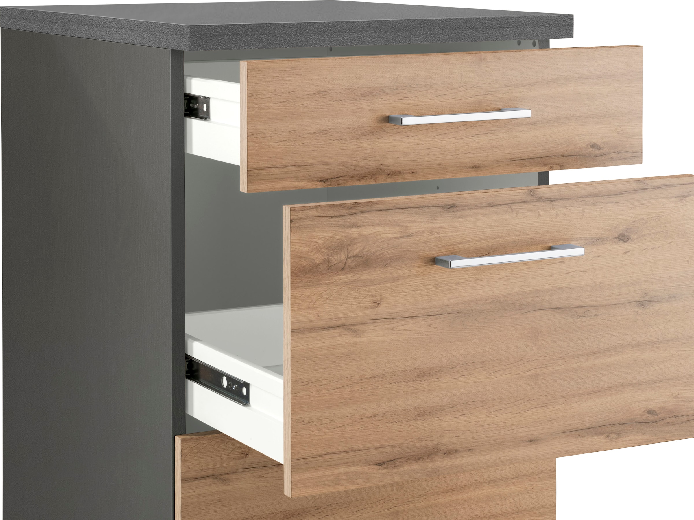 KOCHSTATION Auszugsunterschrank »KS-Colmar«, 50 cm, mit Metallgriff, alles sofort greifbar dank zwei großer Auszüge