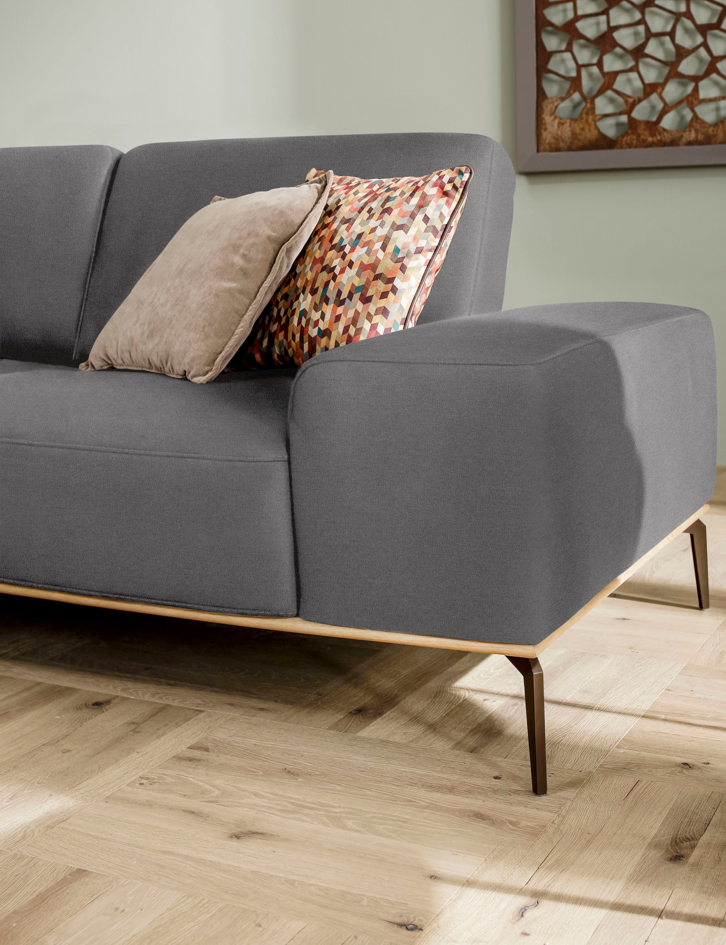 W.SCHILLIG Ecksofa »run, Designsofa mit tollem Sitzkomfort, bequem, L-Form«, mit Holzsockel, Füße in Bronze pulverbeschichtet, Breite 319 cm
