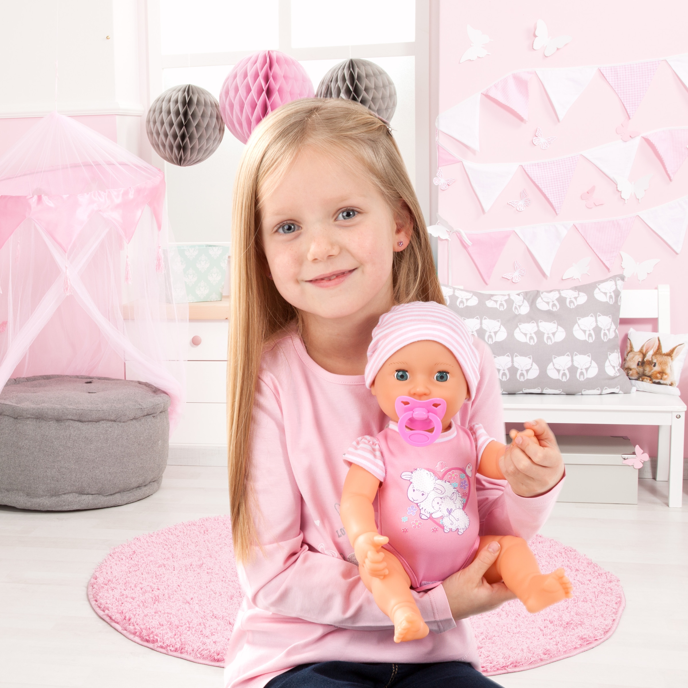 Bayer Babypuppe »Piccolina Newborn Baby 40 cm« mit Schafaugen und Funktion