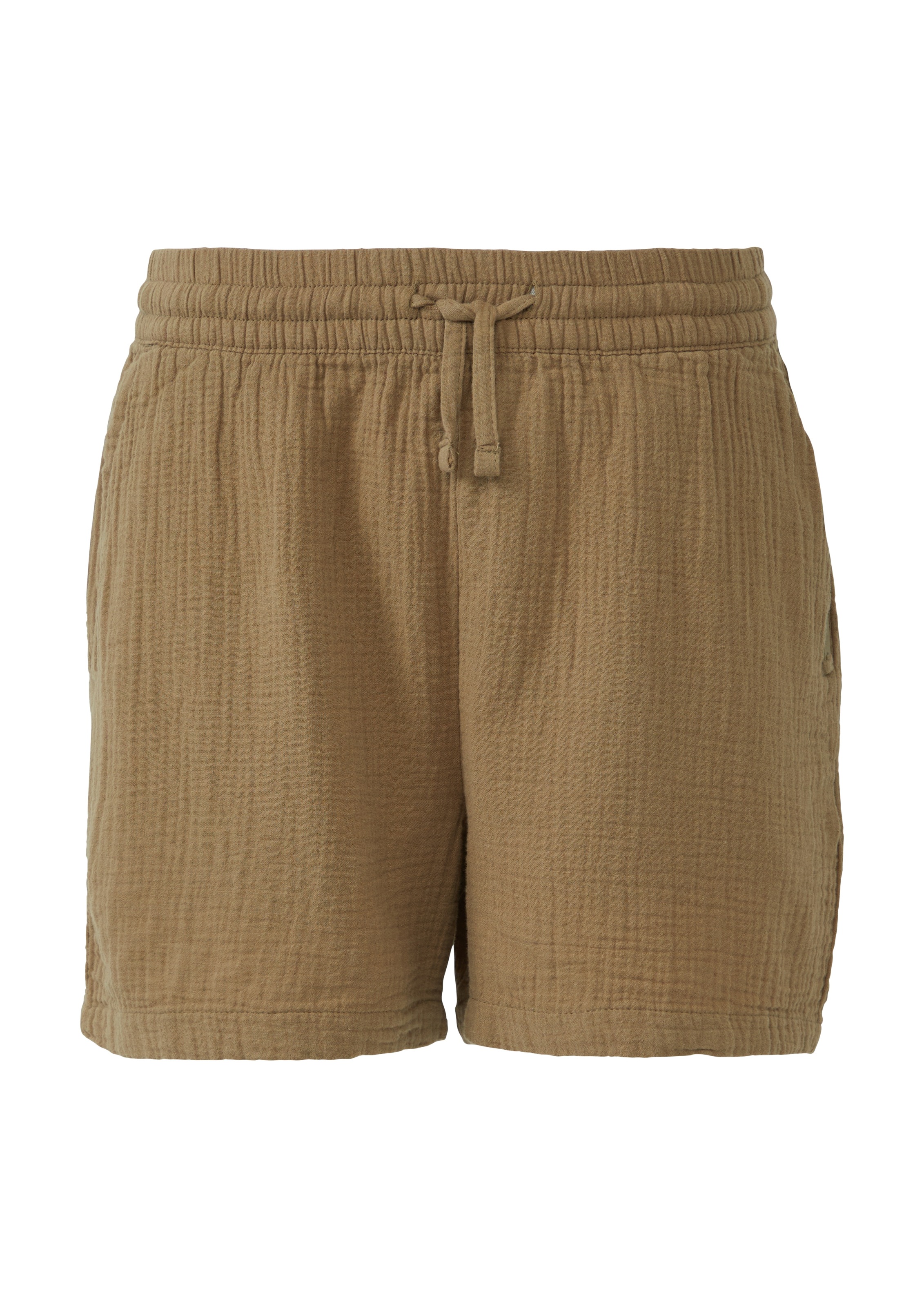 QS Shorts, Sommerhose im Crinkle-Look und mit Bindeband