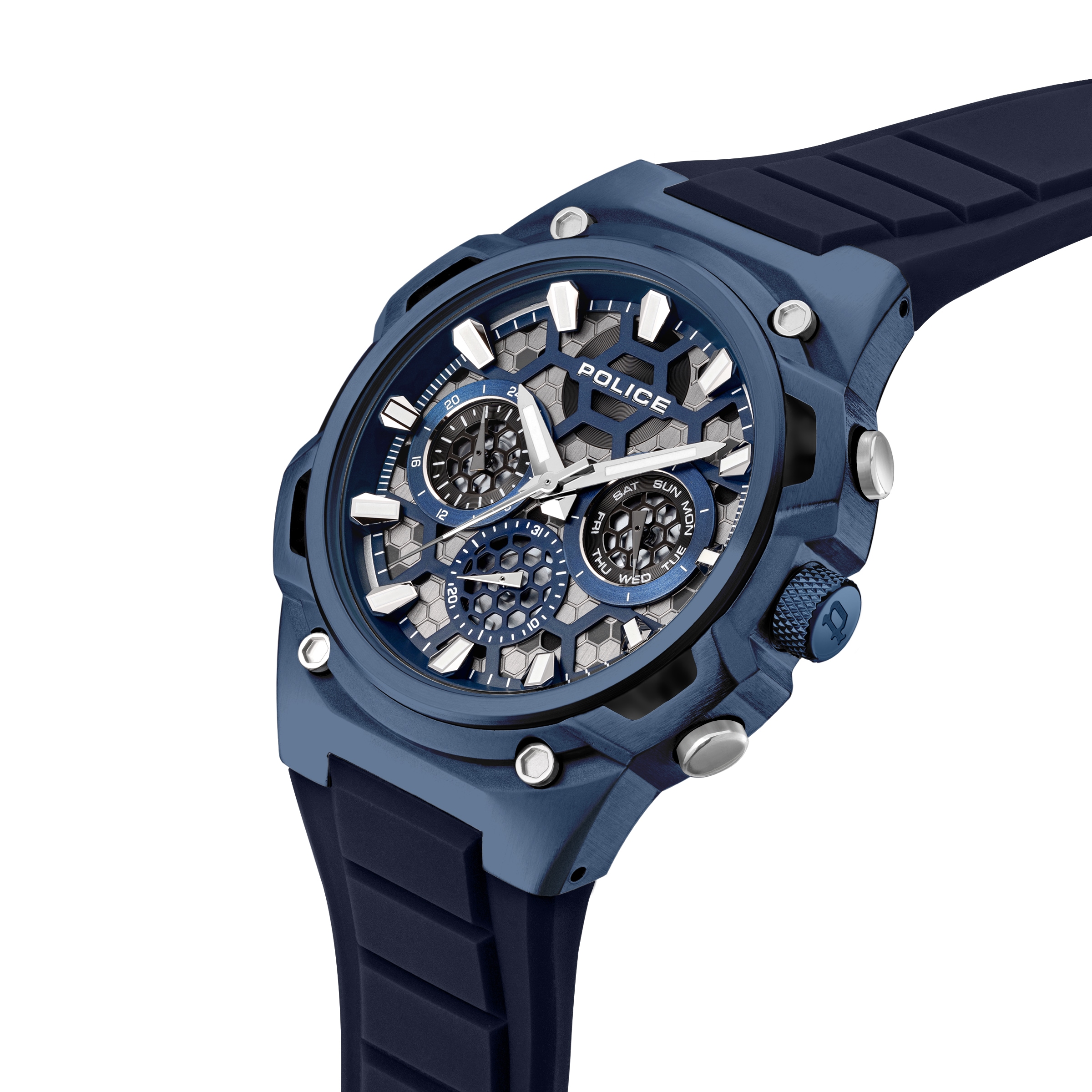 Police Quarzuhr »Challenger« Armbanduhr, Herrenuhr, Silikonarmband, analog, Tag, Wochentag