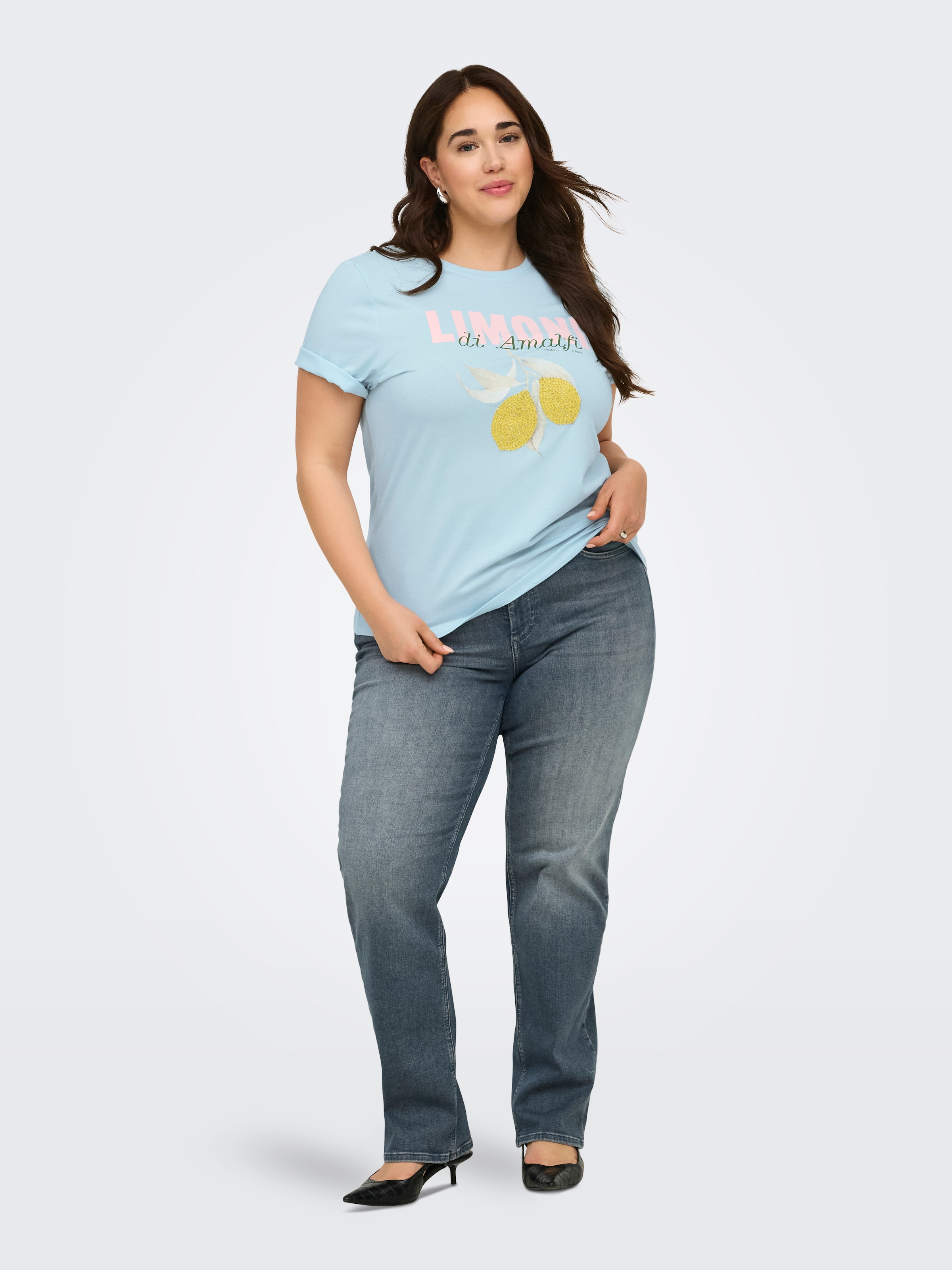 ONLY CARMAKOMA Kurzarmshirt »CARKITA LIFE S/S PEARL TOP JRS«