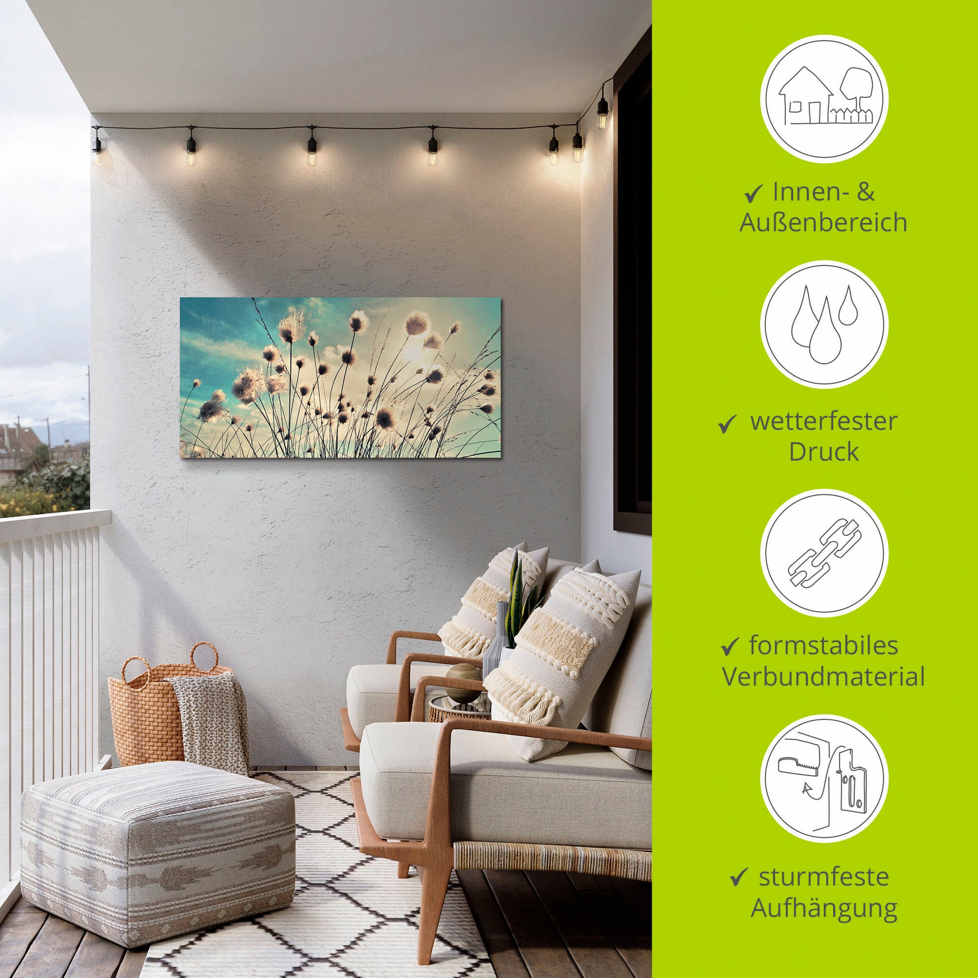 Artland Wandbild »Wollgras« Gräser 1 Stk. tlg. als Alubild, Outdoorbild, Leinwandbild, Poster, Wandaufkleber