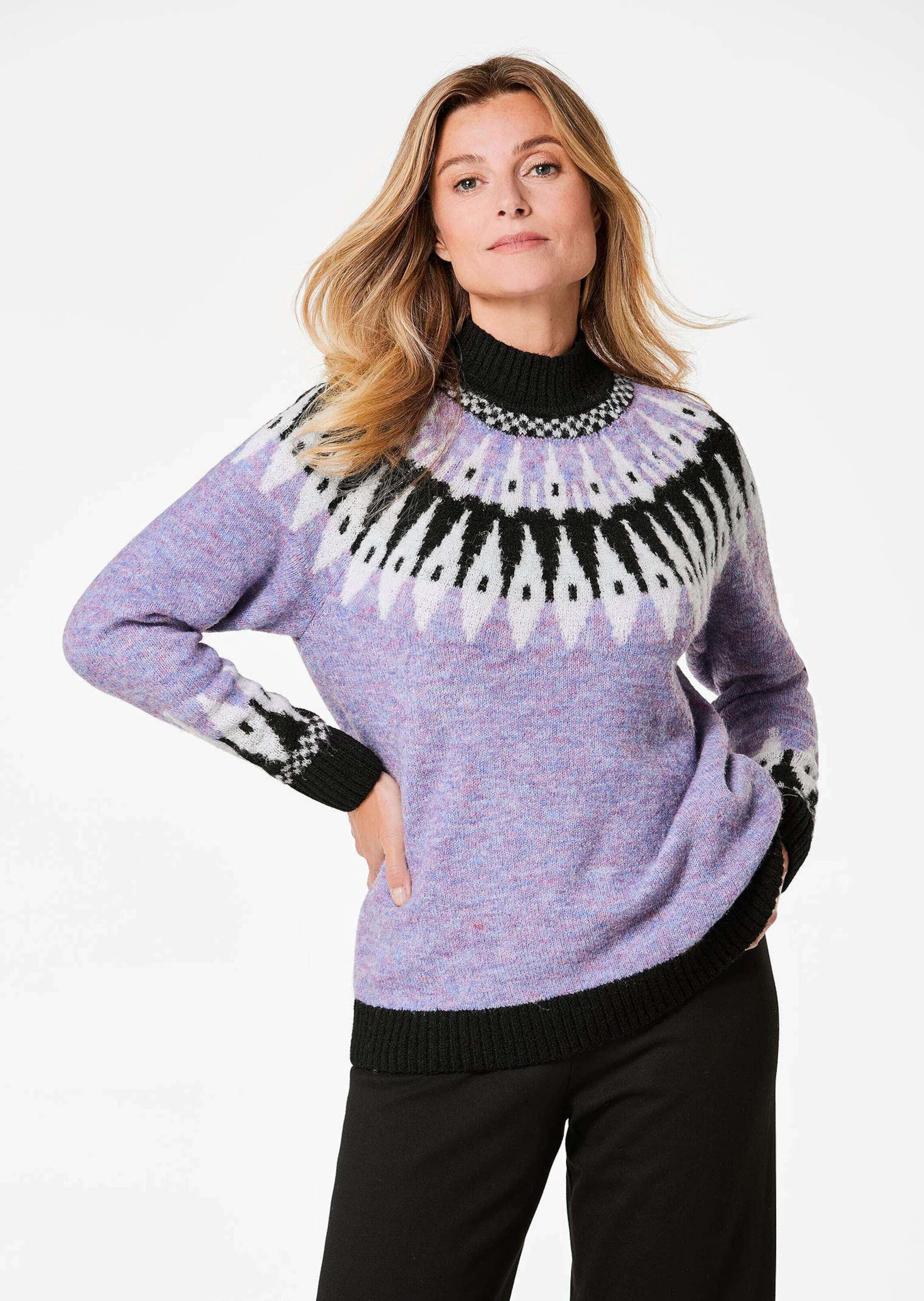 GOLDNER Strickpullover »Kurzgröße Norweger-Pullover mit Schurwolle« Ohne