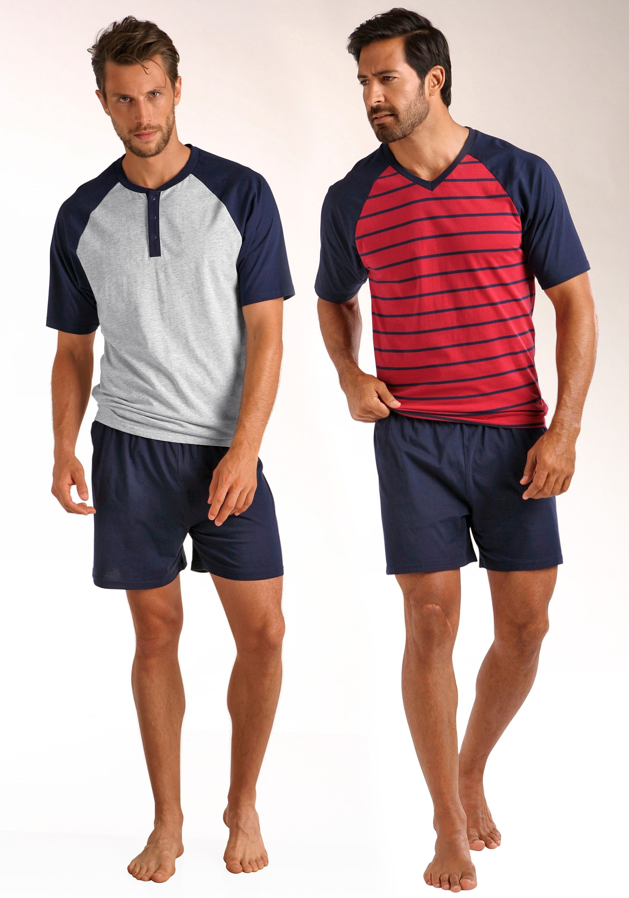 le jogger® Pyjama, (Packung, 4 tlg., 2 Stück), in kurzer Form, mit Raglanärmeln