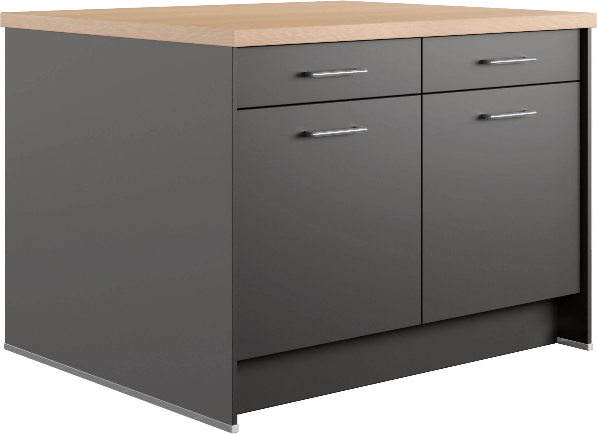 IMPULS KÜCHEN Kücheninsel »Kopenhagen, flexibel stellbar, Schubkästen mit Soft-Close« Set,  vormontiert, mit integriertem Sitzplatz auf einer Seite, Breite 123 cm
