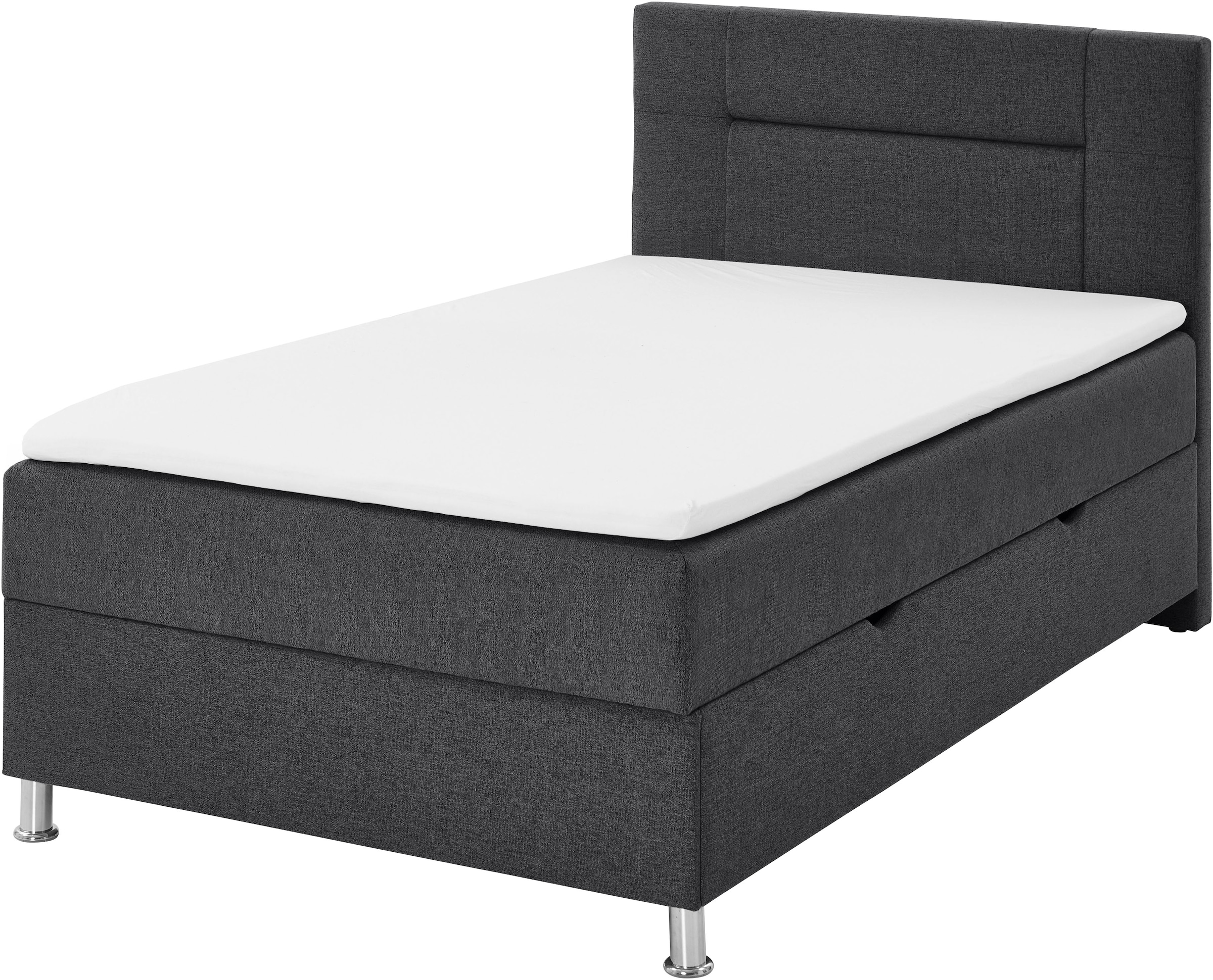 Home affaire Boxbett »ESCALON, Polsterbett mit Bettkasten, inkl. Taschenfederkernmatratze H3« mit Anti-Slip-Topper, Strukturstoff-Bezug, Liegefläche 120x200 cm