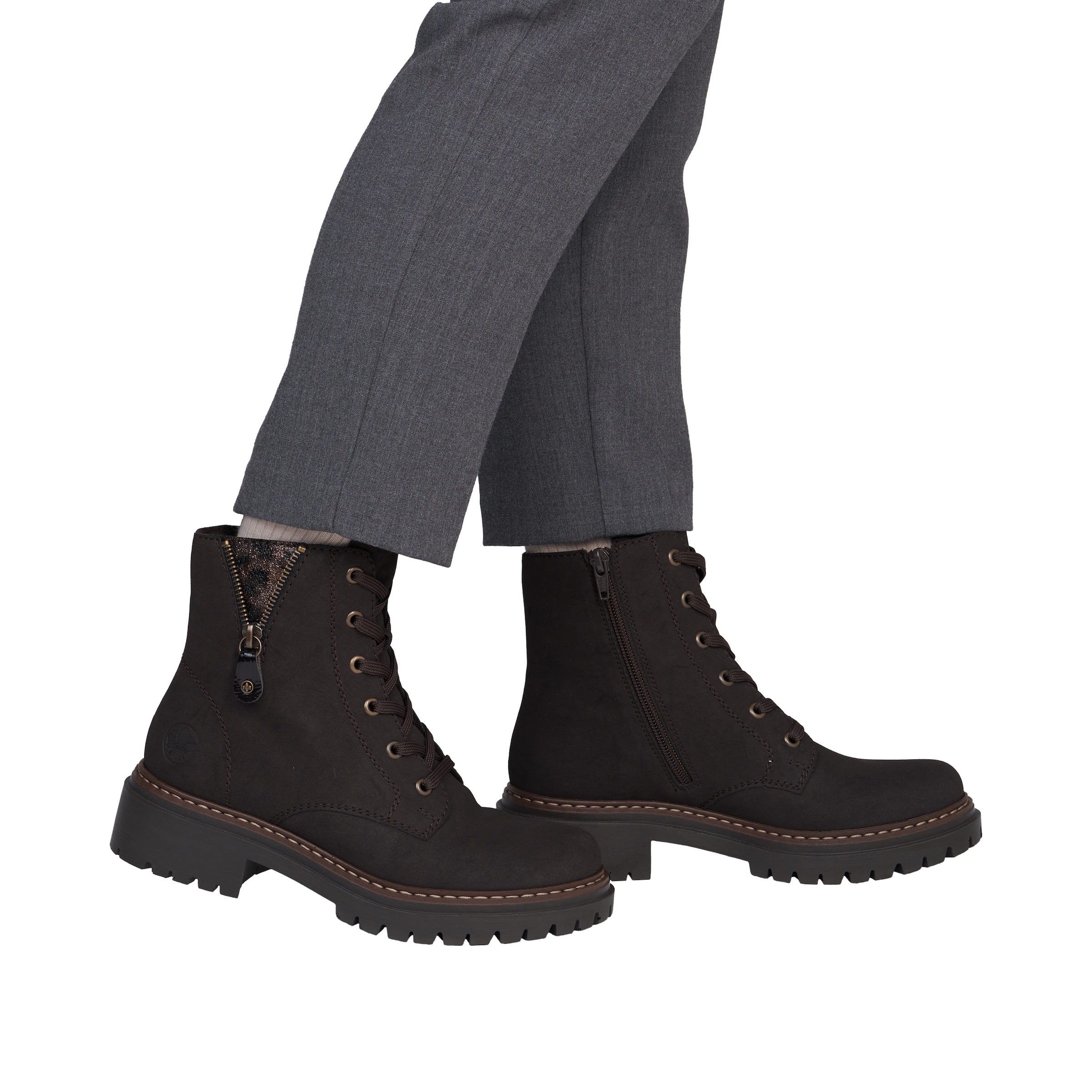 Rieker Schnürstiefelette  Schnürboots, Blockabsatz, mit praktischem Innenreißverschluss