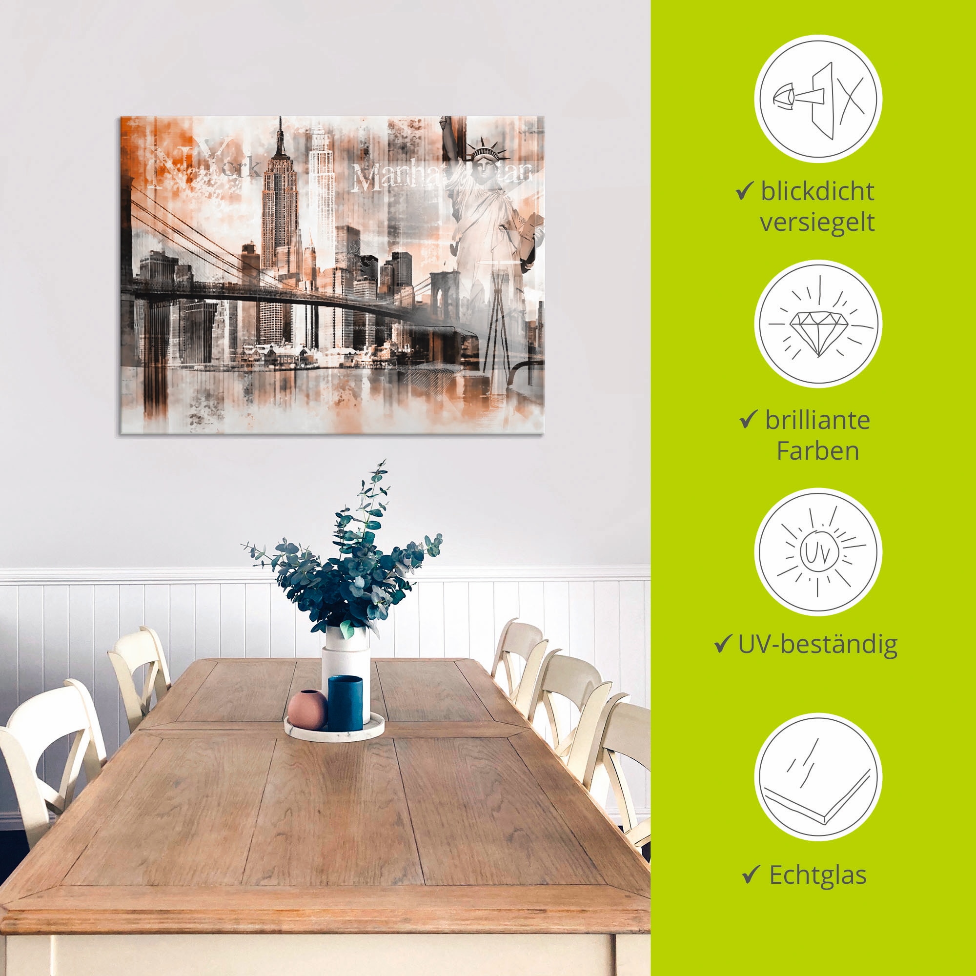 Artland Glasbild »New York Skyline Collage V« Amerika 1 Stk. tlg. in verschiedenen Größen