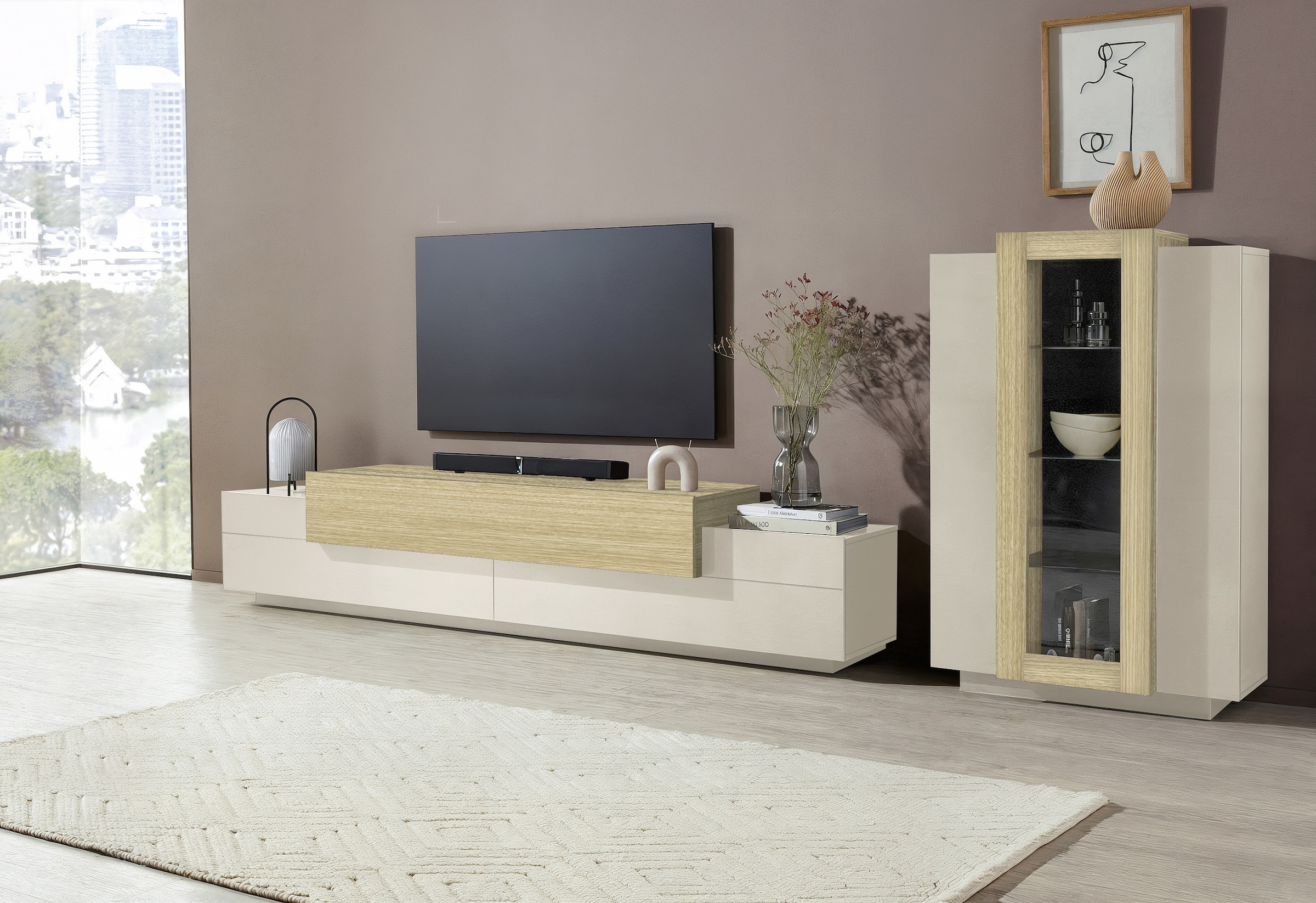 Home affaire Lowboard »Coro,Lowboard,TV-Kommode,TV-Möbel,TV-Bank« mit 3 Klappen davon 2 mit Push-to-Open Funktion Breite 200 cm