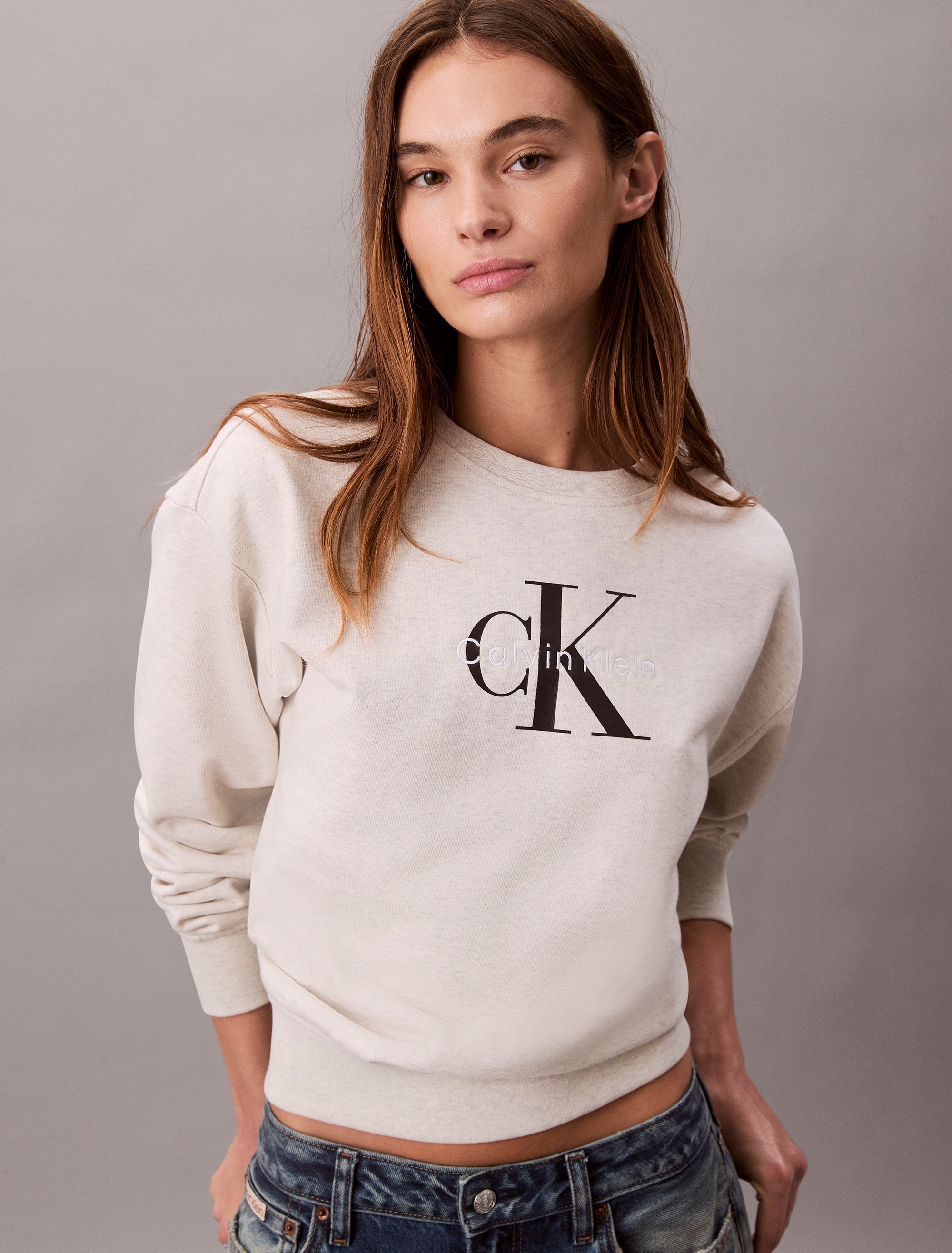 Calvin Klein Jeans Sweatshirt »LS MNLG FRNCH TRRY R«, Mit Rundhalsausschnitt
