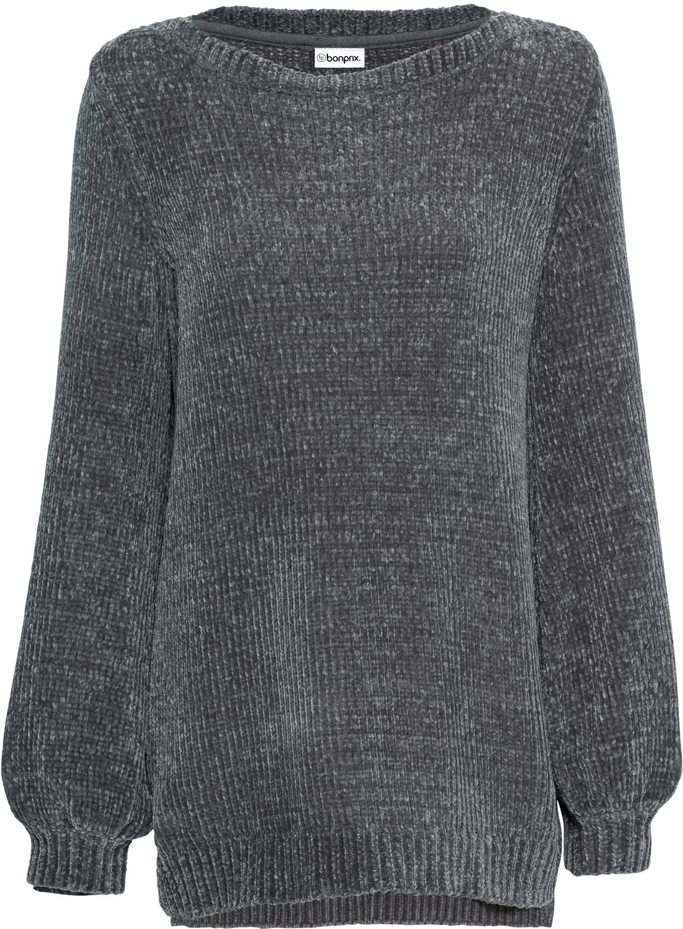 bonprix Longpullover »Chenille-Longpullover« aus Chenille, mit breitem U-Boot-Ausschnitt, hinten etwas länger