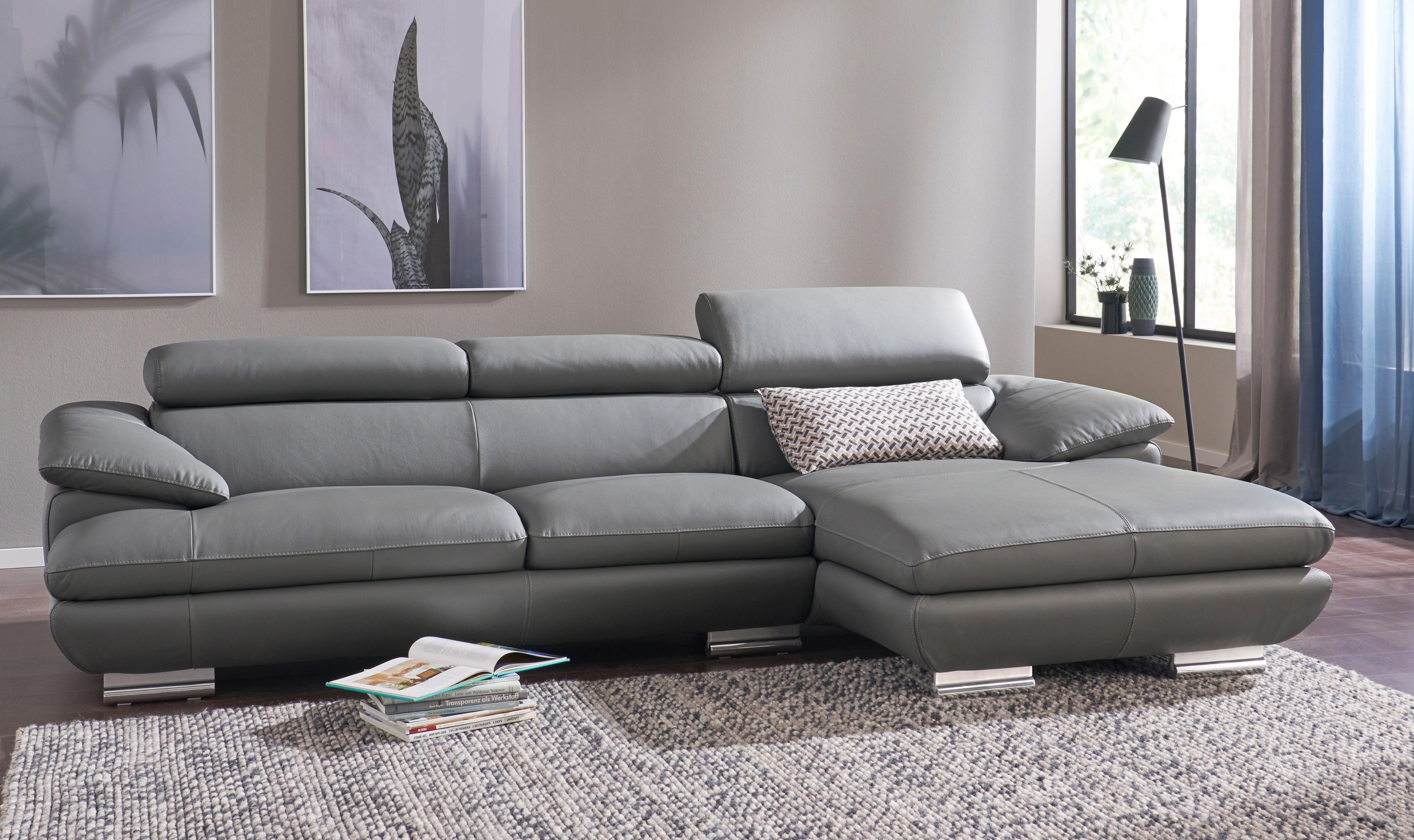 CALIA ITALIA Ecksofa »Magic, ein italienisches Sofa zum Träumen, erstklassiger Sitzkomfort«, mit verstellbaren Kopfteilen, in 2 Lederqualitäten