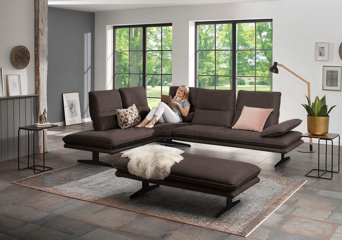 W.SCHILLIG Ecksofa »broadway, Designsofa, toller Sitzkomfort, zeitlos, elegant, L-Form«, Sitztiefenverstellung, Kopfteil- & Seitenteilverstellung, Breite 284cm