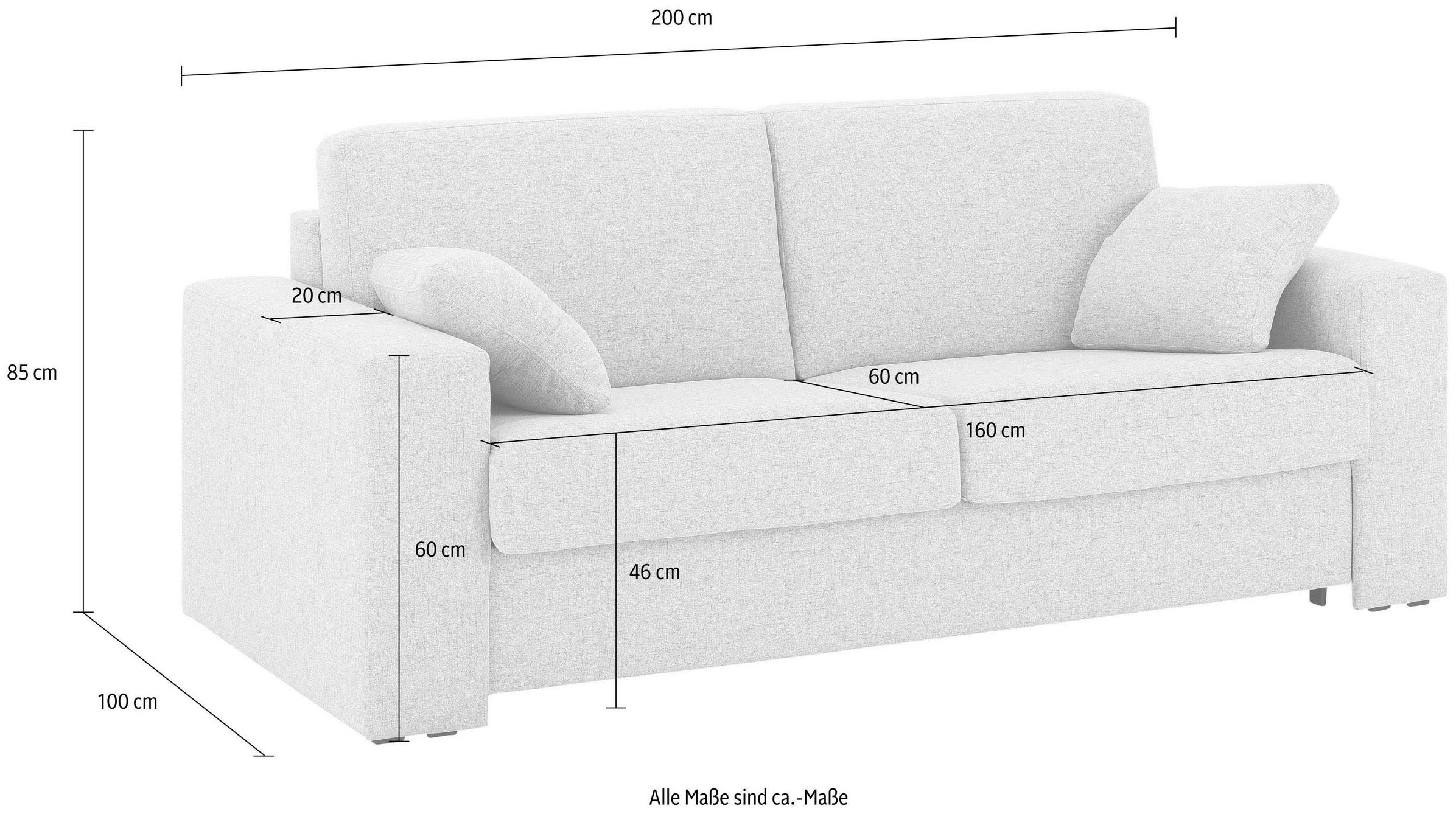 Home affaire Schlafsofa »Roma  Matratzenhöhe 14 cm« Dauerschlaffunktion, mit Unterfederung, Lattenrost, Matratze