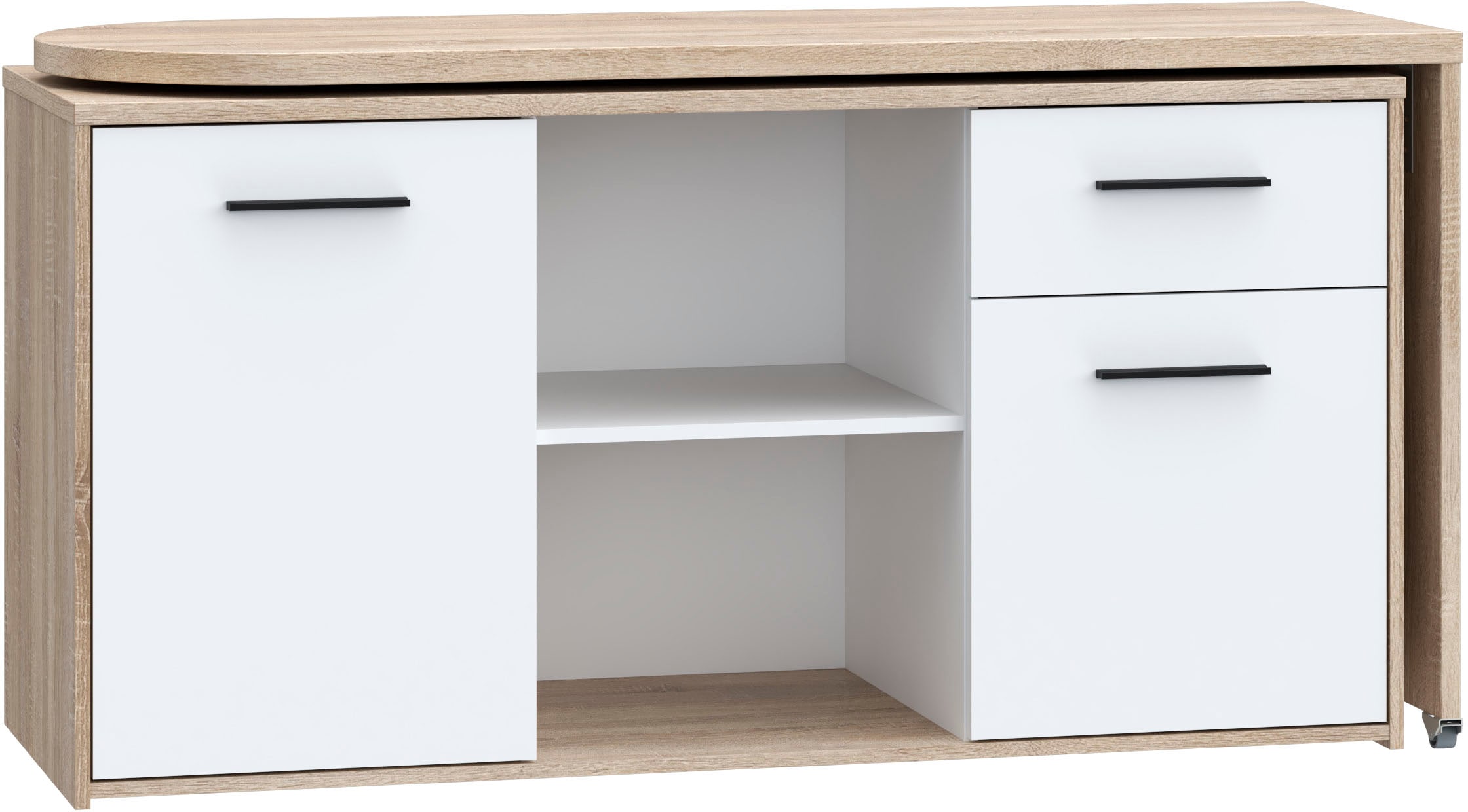 FORTE Schreibtisch »Aliklia«, multifunktional, Tischplatte ausschwenkbar, mit Rollen, Sideboard