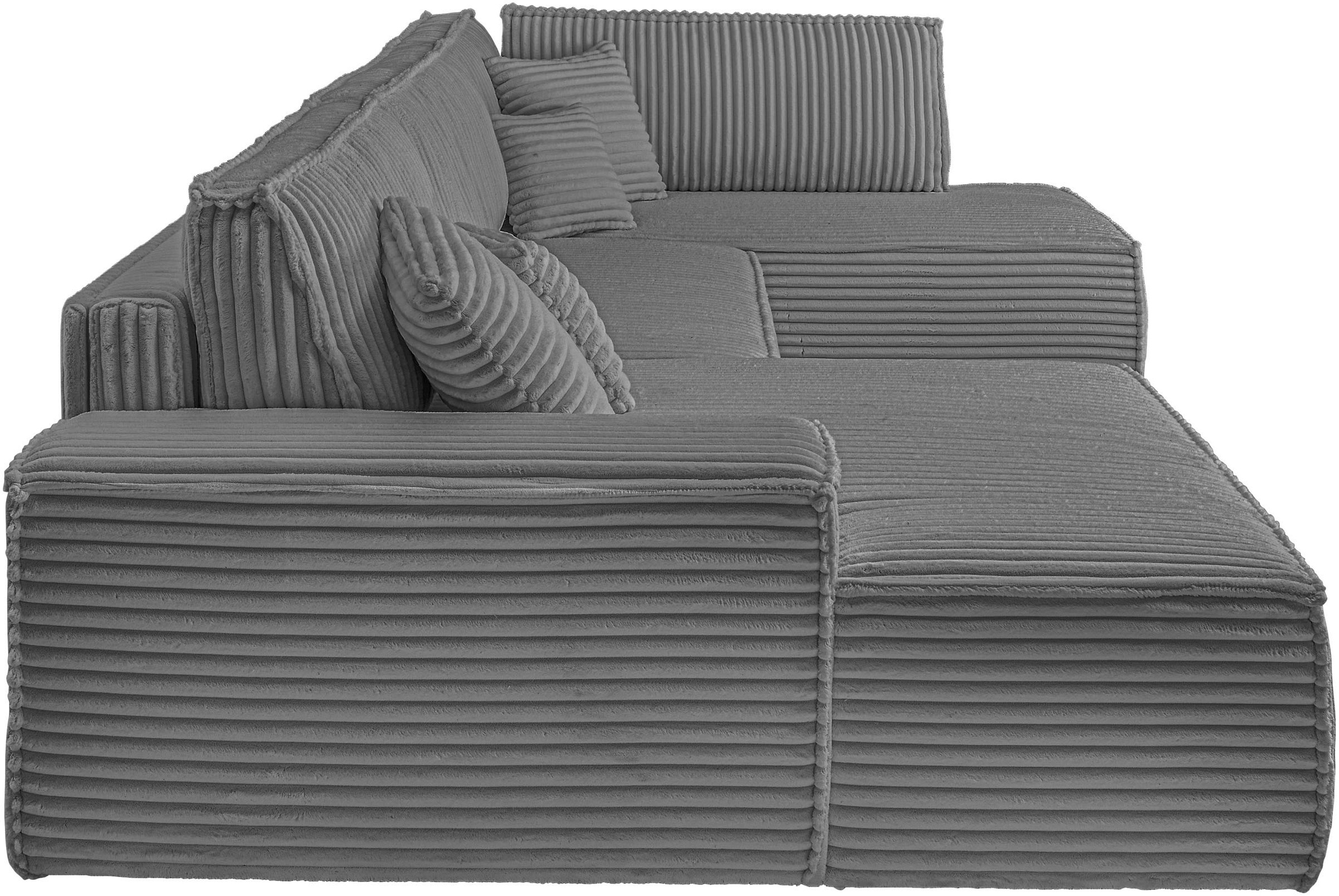 andas Wohnlandschaft »FINNLEY U-Form XXL 329 cm, Schlafsofa, Schlaffunktion m. Bettkasten«, (194/139 cm), Bouclé, Struktur und Cord