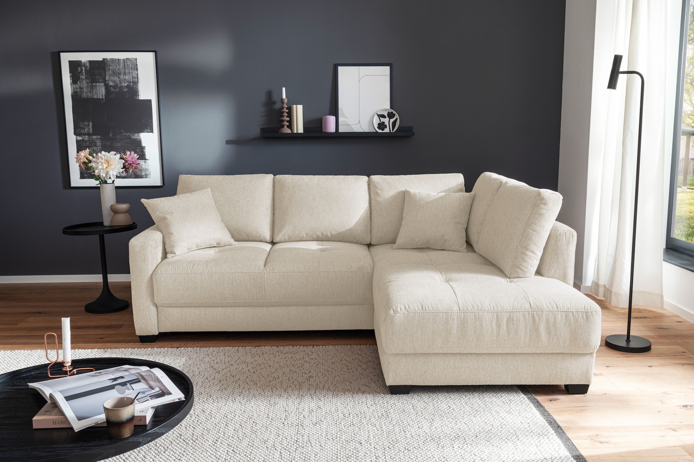 Mr. Couch Ecksofa »Pierre, L-Form mit BoxSpring« Mit Boxpring-Taschenfederkern