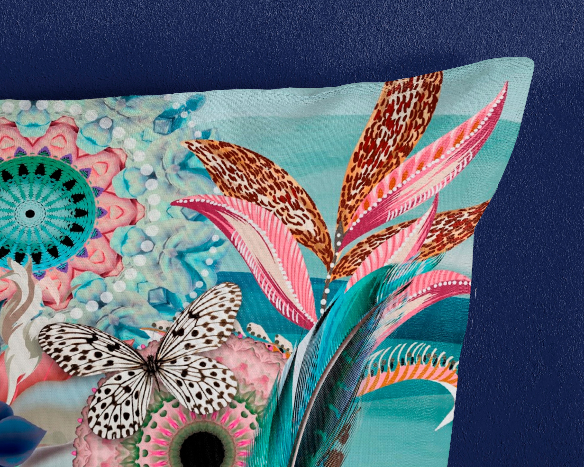 hip Wendebettwäsche »MAXIMILIAN« 2 Stk. tlg. Mako-Satin, 135x200, Reißverschluss, Wendeoptik, Mandala, Türkis