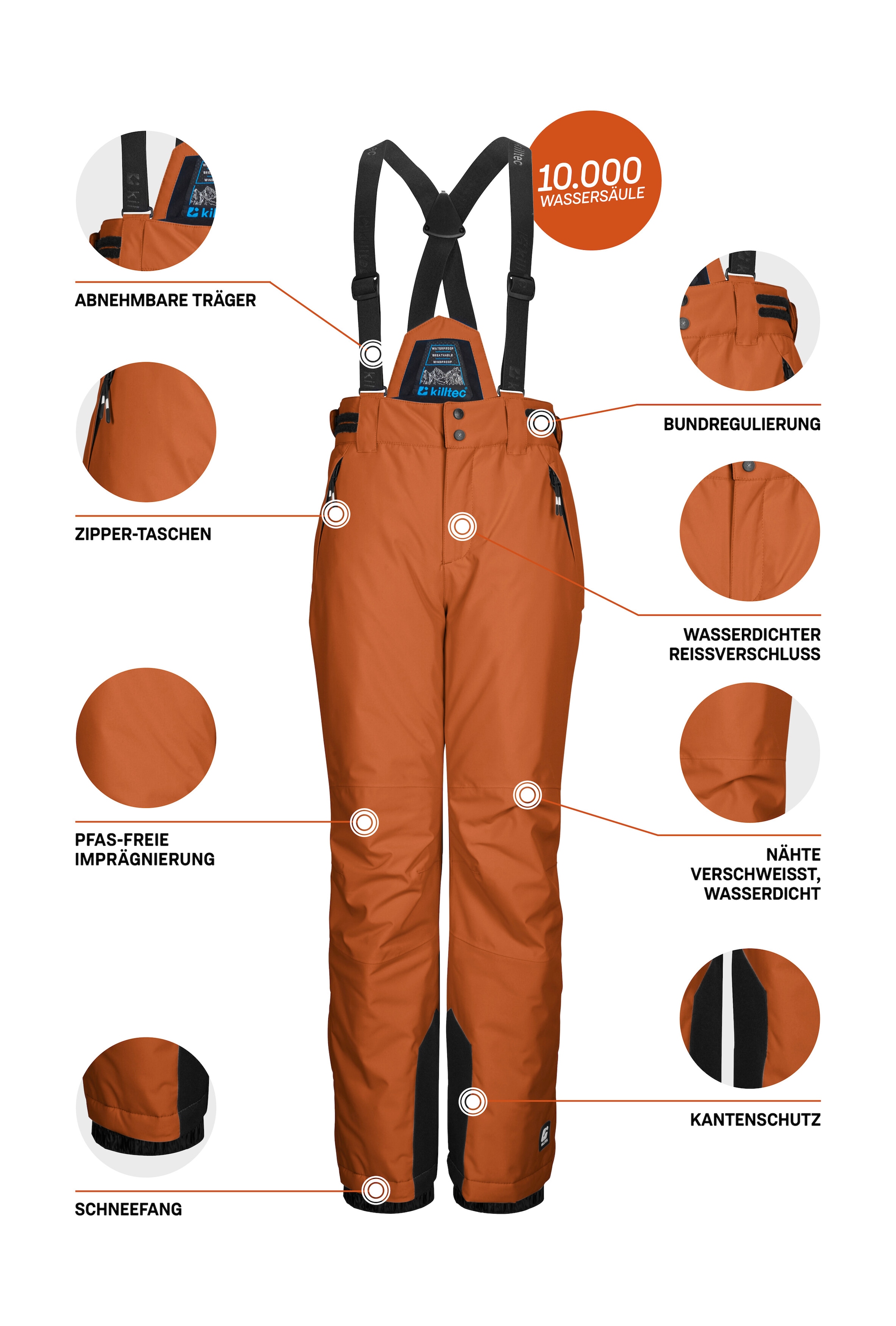 Killtec Skihose »KSW 214 BYS SKI PNTS«  Wasserdichte, atmungsaktive Skihose mit verstellbarem Latz.