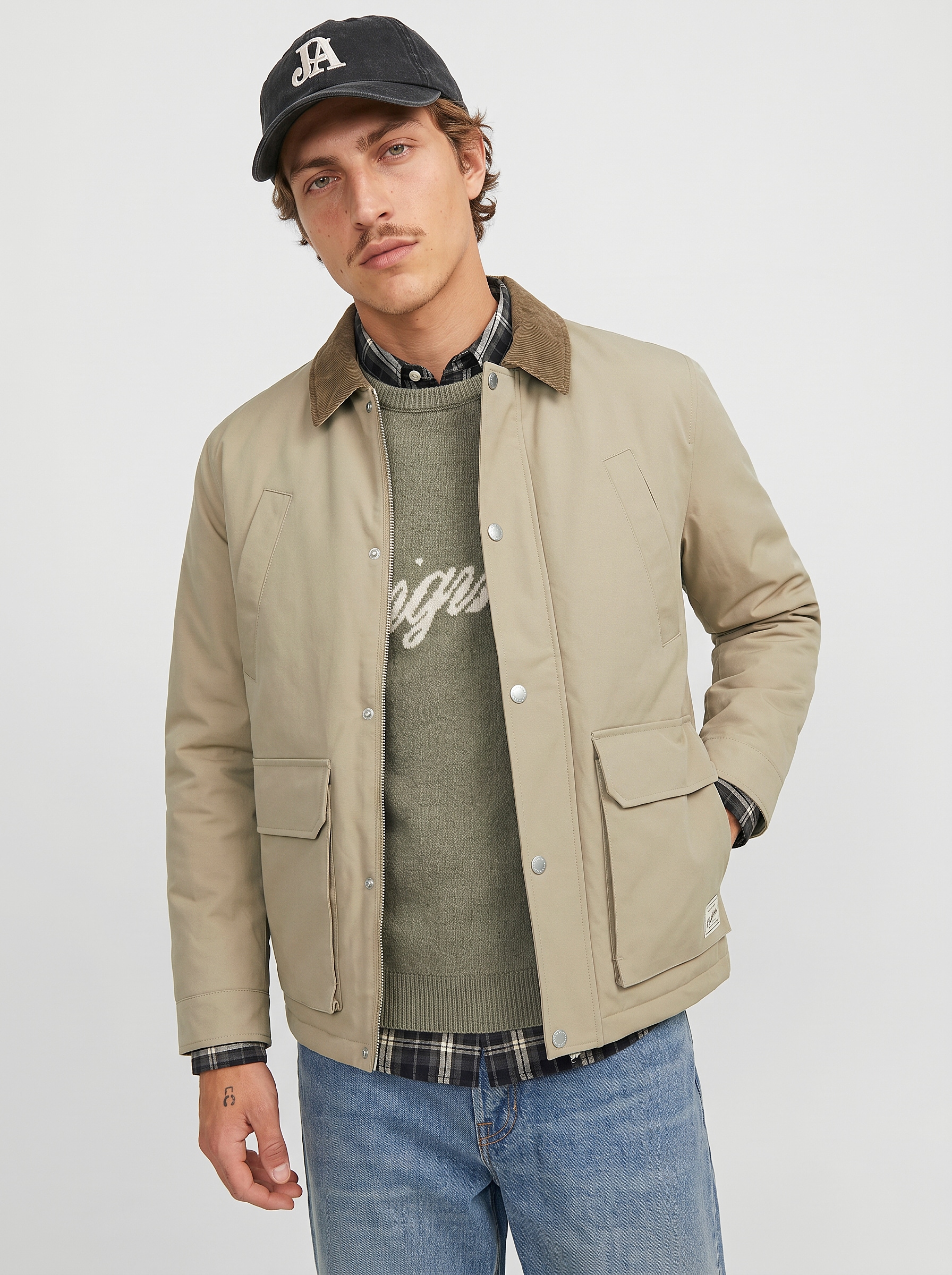 Jack & Jones Fieldjacket »JORNORREBRO PADDED BARN JACKET SN« Kunstfaser, mit Knopfleiste