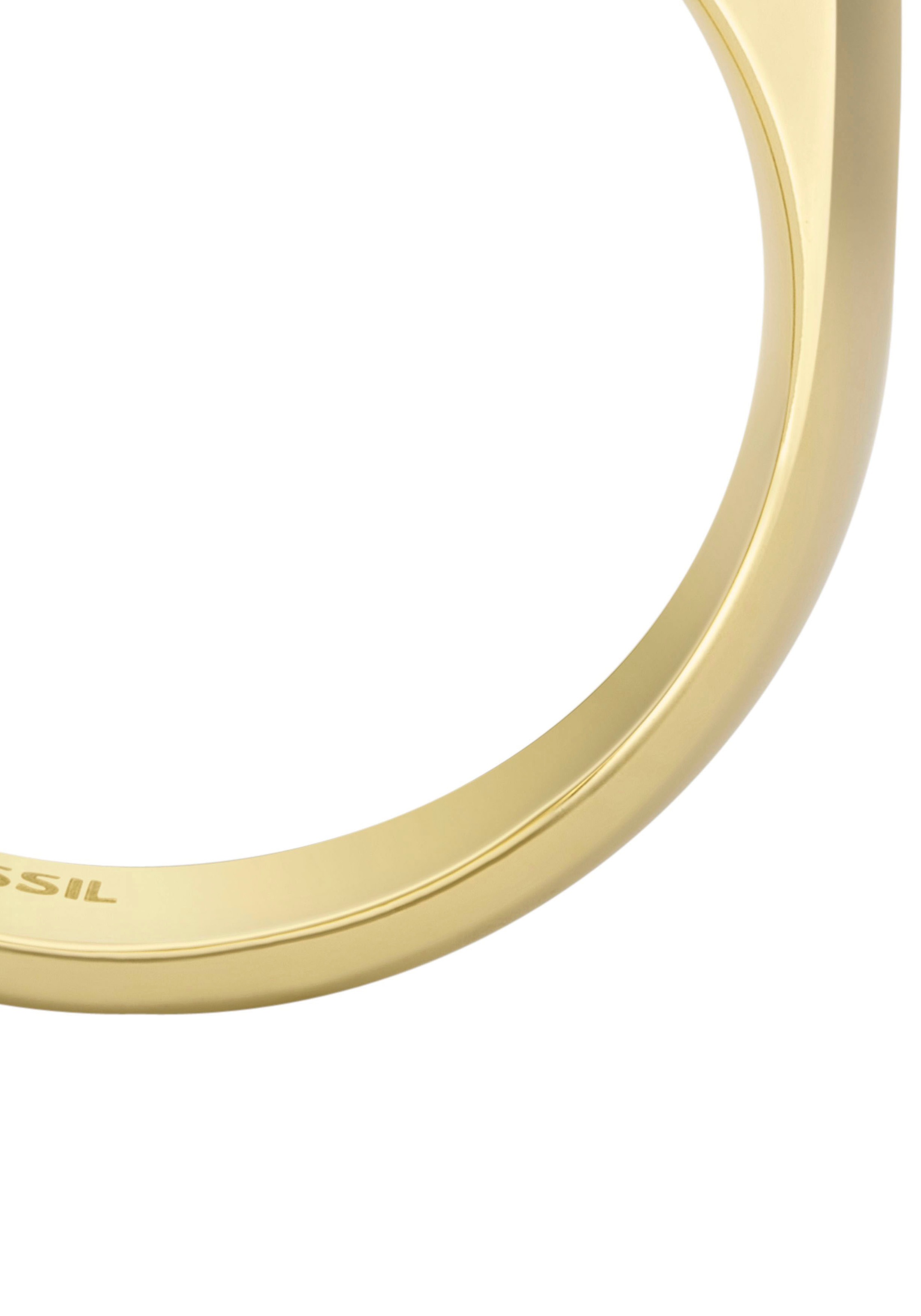 Fossil Fingerring »HERITAGE D-LINK GLITZ, JF04585710, JF04586710«, wahlweise mit oder ohne Zirkonia (synth.)