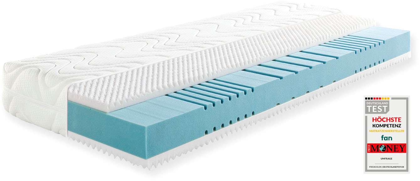 fan Kaltschaummatratze "fan 7-Zonen-Kaltschaummatratze mit Noppenschaumauflage" 23 cm hoch 1-tlg., 1 Stk. tlg. Matratze 90x200, 140x200 & weitere Größen, mit Schulterentlastungzone