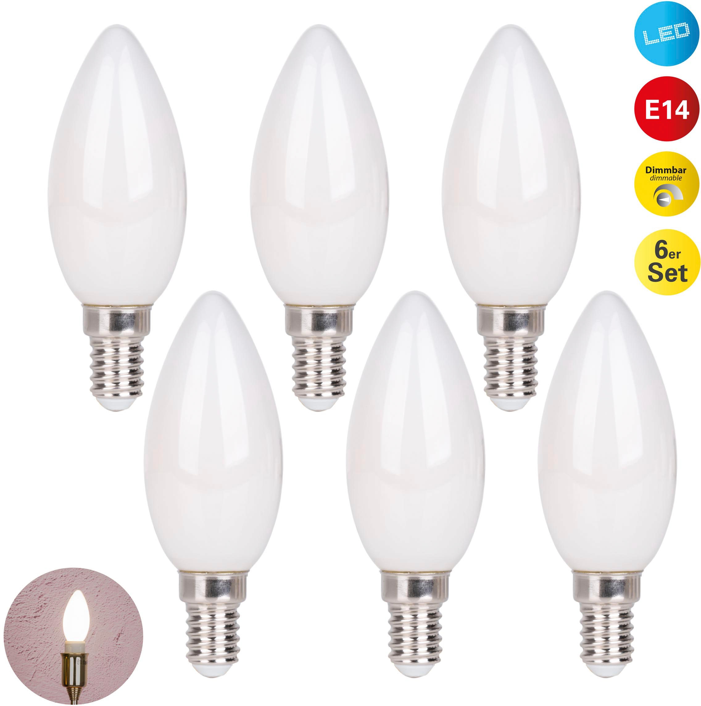 LED-Leuchtmittel »Daffy«, E14, 6 St., Warmweiß, 6er Set