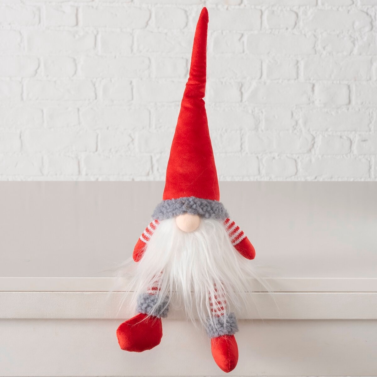 OTTO home Kantenhocker »Wichtel, rot-weiß« Handgearbeiteter Wichtel im Ringelshirt, Höhe 42 cm
