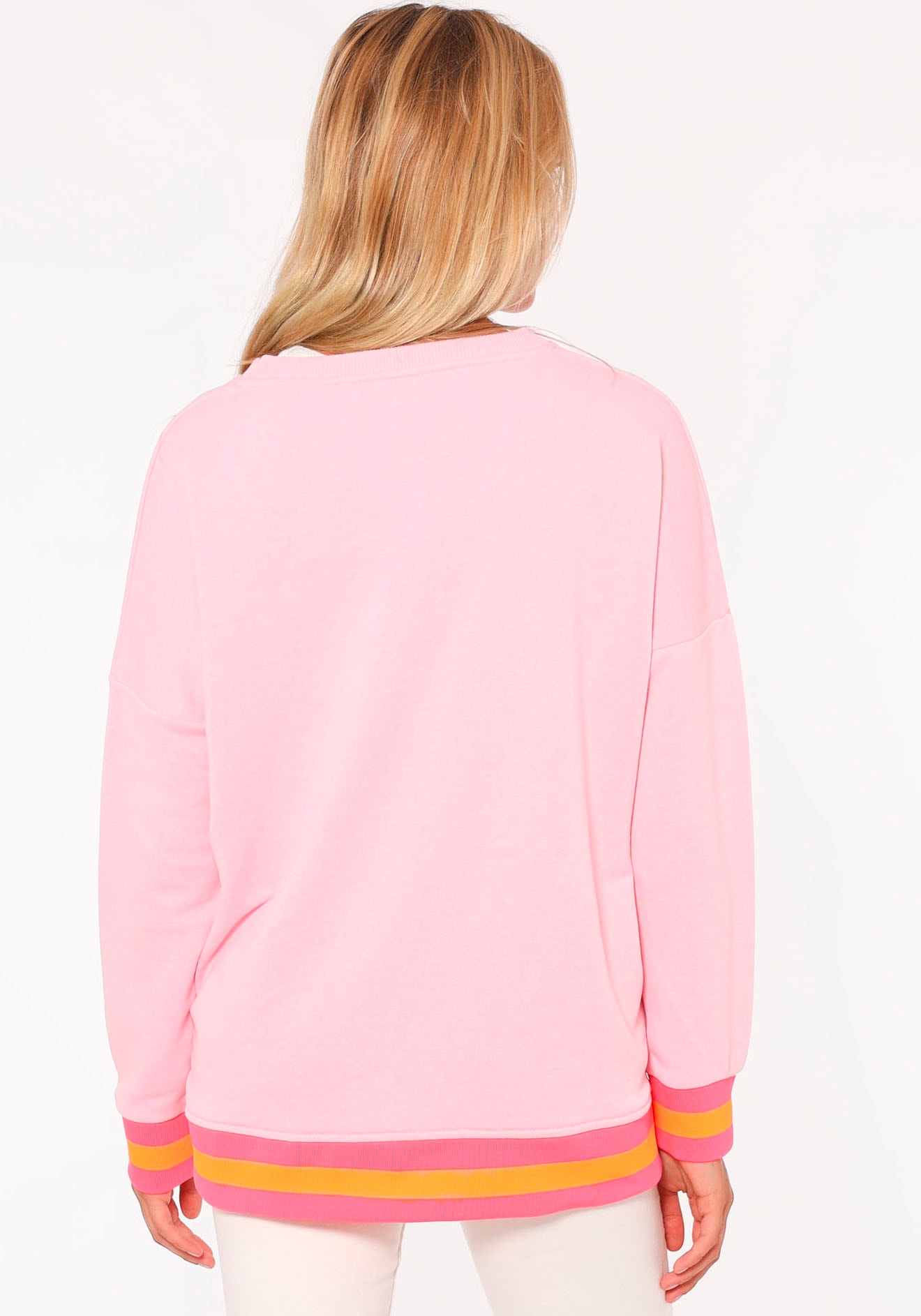 Zwillingsherz Sweatshirt »Dana«, mit "Good Mood"-Schriftzug und neonfarbenen Bündchen