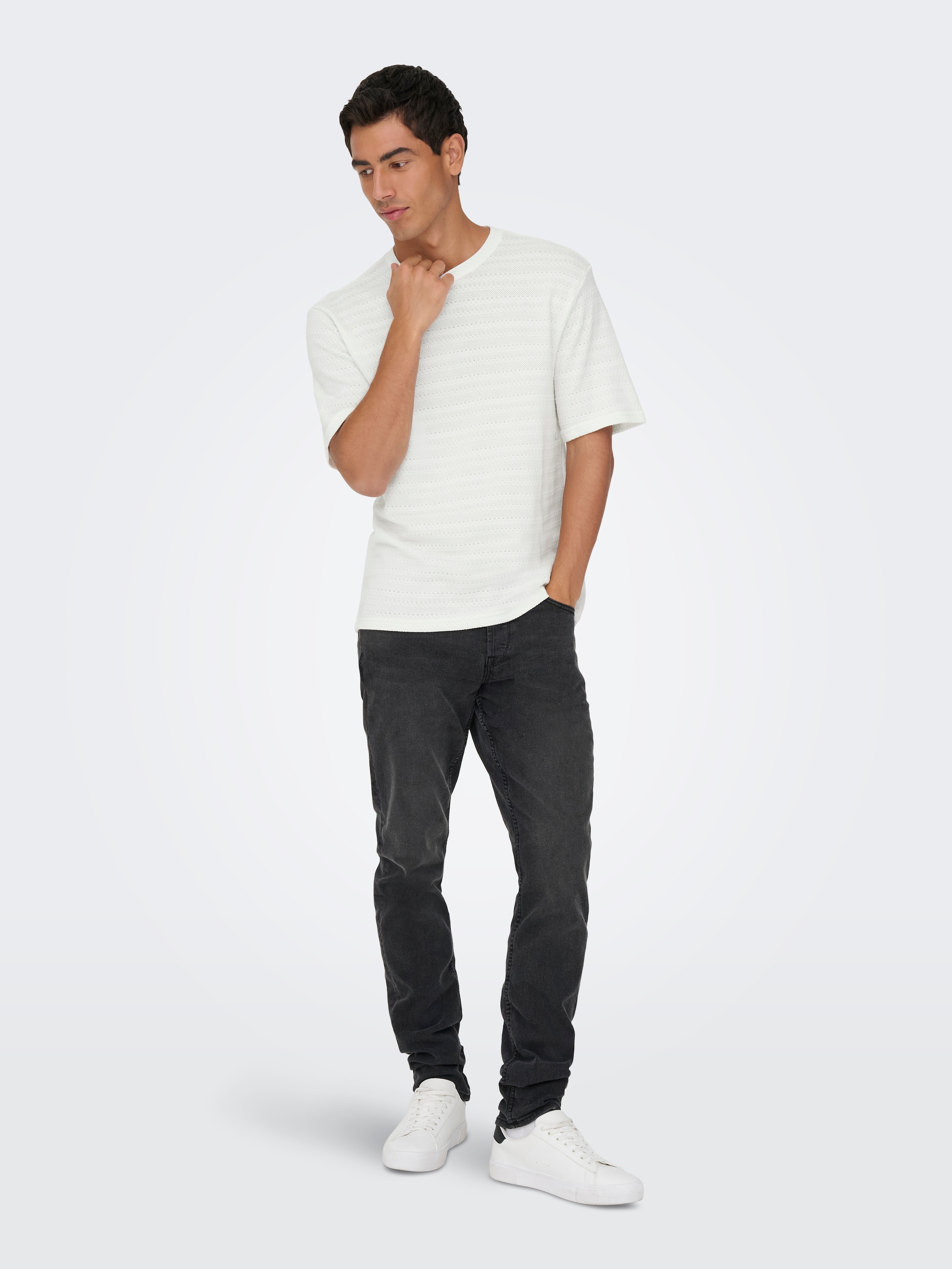 ONLY & SONS Rundhalspullover »ONSGIVO REG 12 SS CREW KNIT NOOS« Baumwolle, kurzer Arm, normal geschnitten